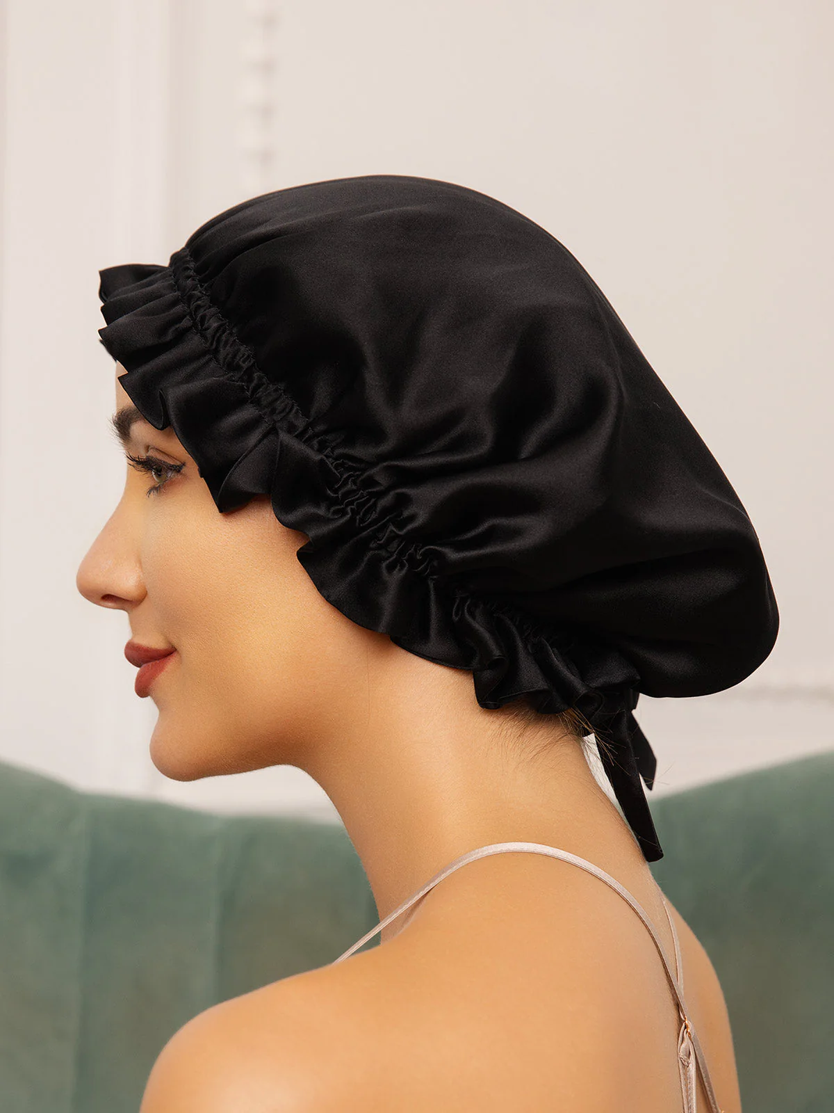100% Mulberry Silk Sleep Cap Double Layer Bonnet with Ribbon - Image 17