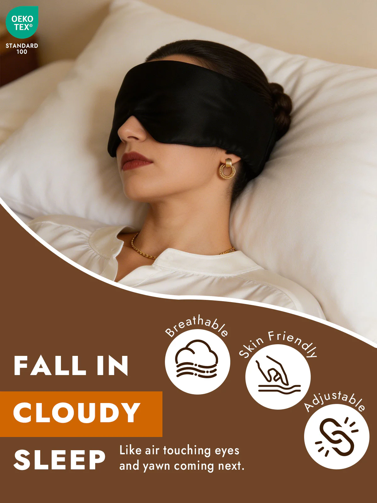 100% Mulberry Silk Double-Sided Eye Mask With Silent Velcro Closure - Image 2
