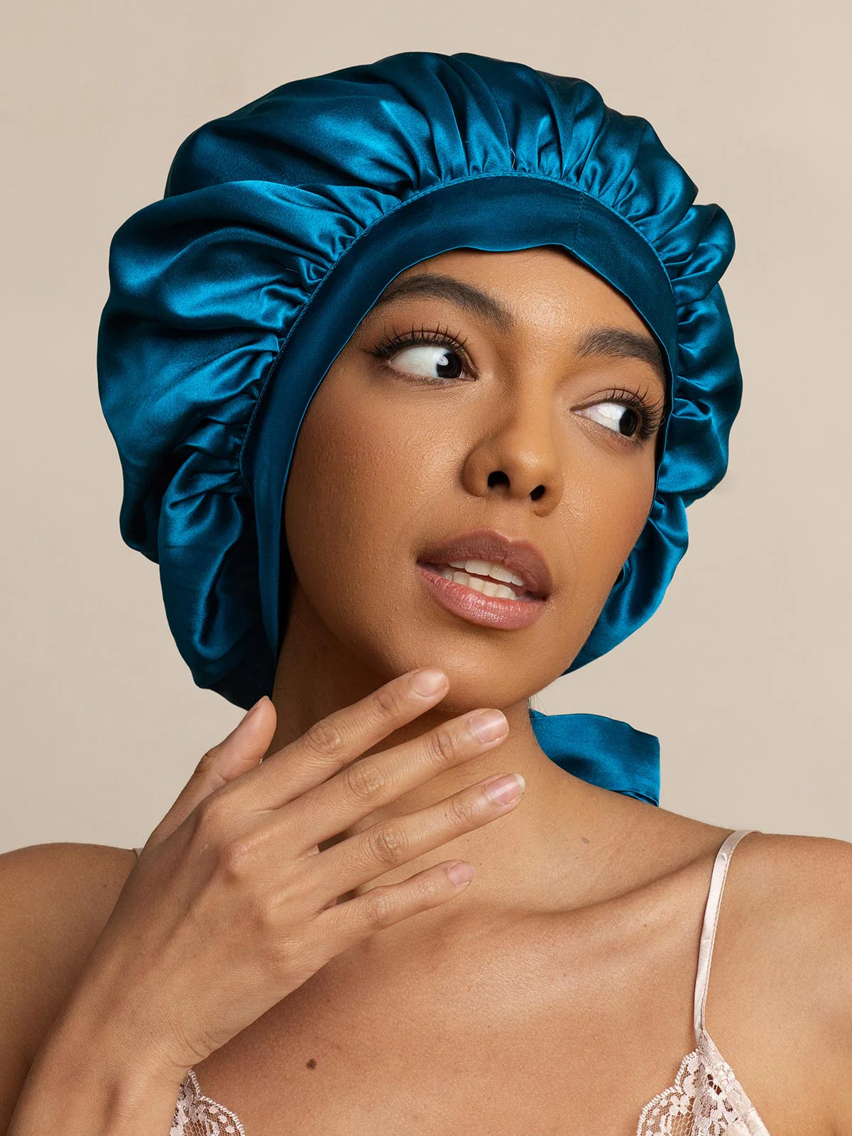 100% Mulberry Silk Elegant Bonnet with Long Ribbons - Image 40