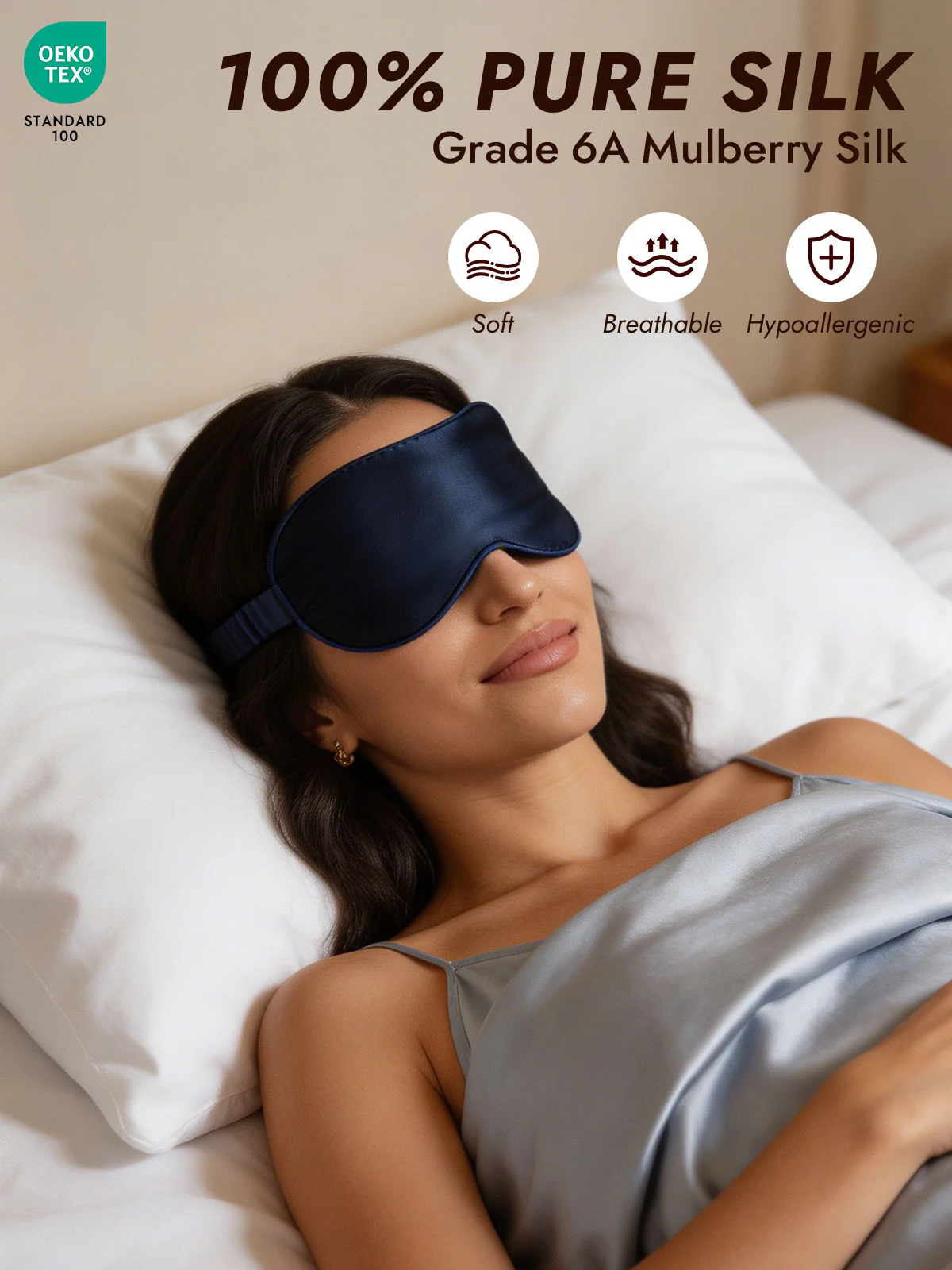 100% Mulberry Silk Eye Mask And Envelope Pouch Set 2Pcs - Image 16
