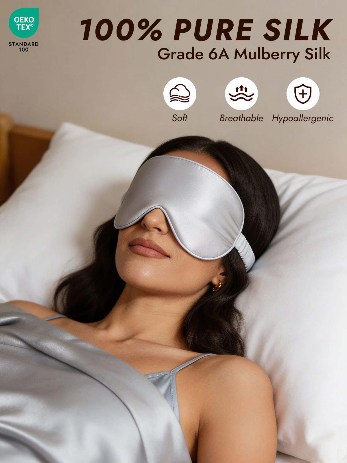 100% Mulberry Silk Eye Mask And Envelope Pouch Set 2Pcs - Image 58