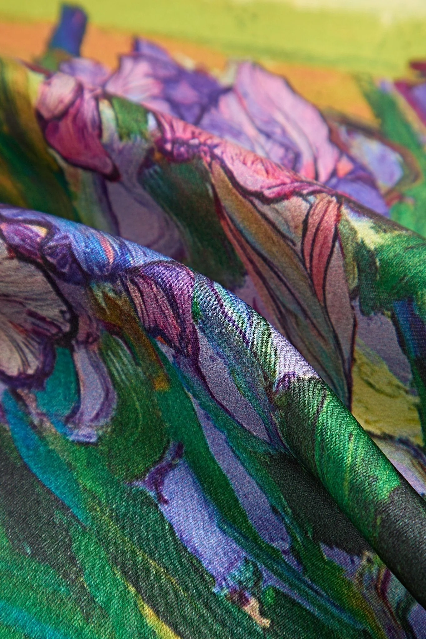 100% Mulberry Silk Floral Oil Painting Square Scarf - Size 53x53cm - Image 5