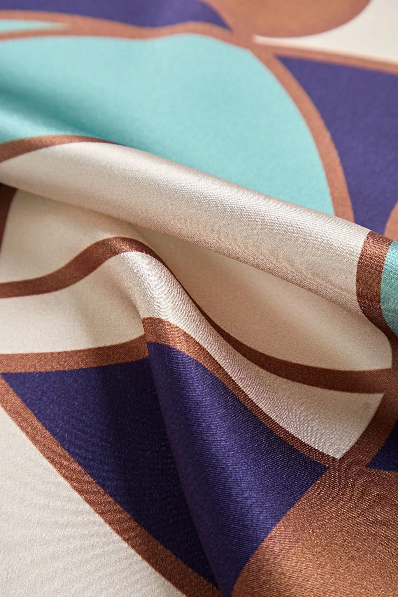 100% Mulberry Silk Geometric Pattern Square Scarf - Size 53x53cm - Image 5