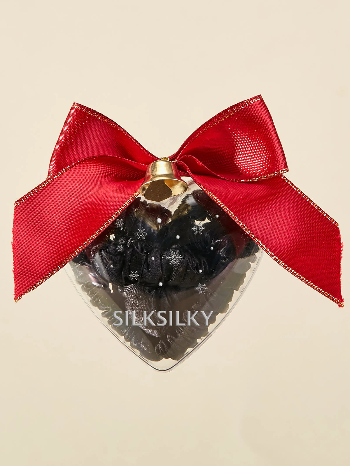 3Pcs 100% Mulberry Silk Holiday Skinny Hair Scrunchie Ornament - 1cm - Image 3