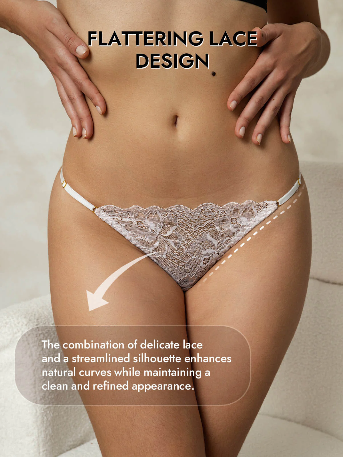 100% Mulberry Silk Thong Lace Adjustable G-String Sexy Panty - Image 8