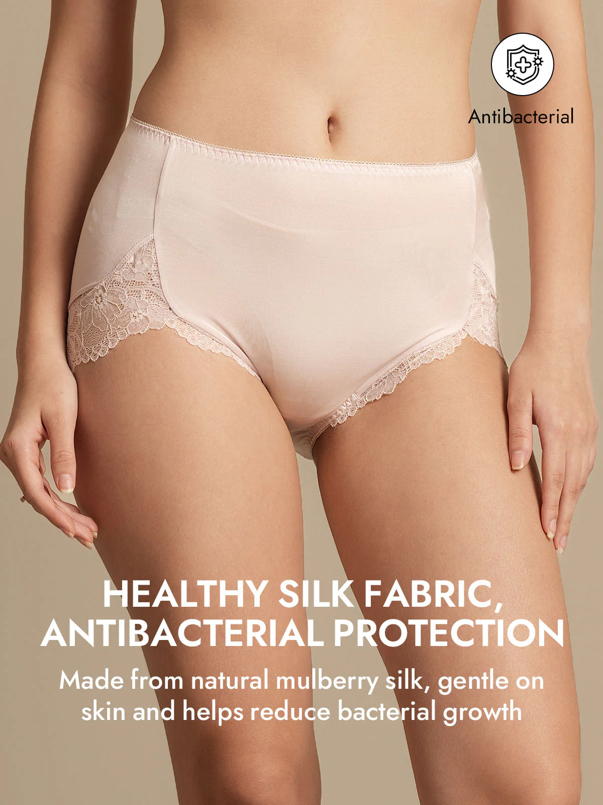 100% Mulberry Silk High Rise Knickers Lace Trim Panty - Image 20