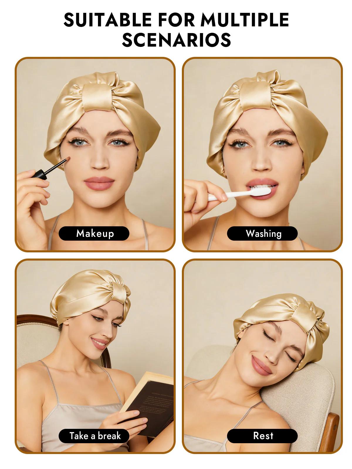 100% Mulberry Silk Night Turban Bonnet - Image 30