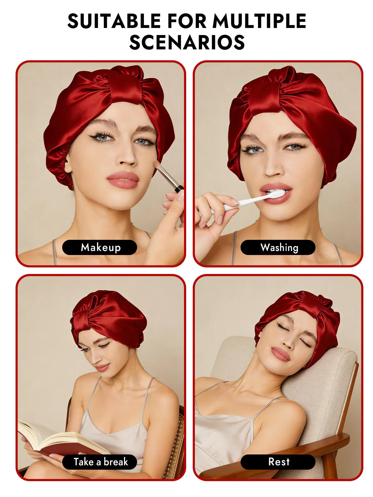 100% Mulberry Silk Night Turban Bonnet - Image 42