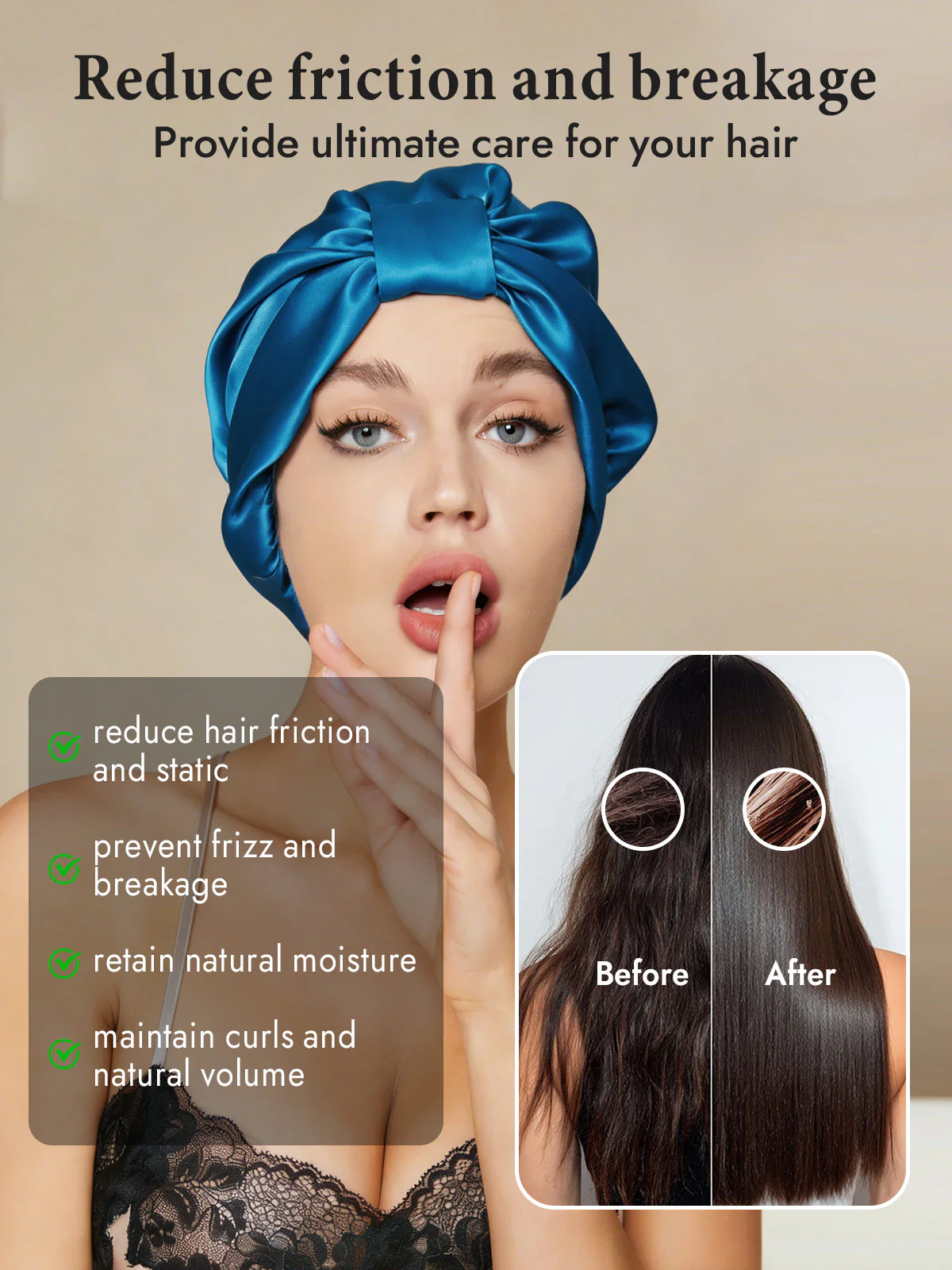 100% Mulberry Silk Night Turban Bonnet - Image 45