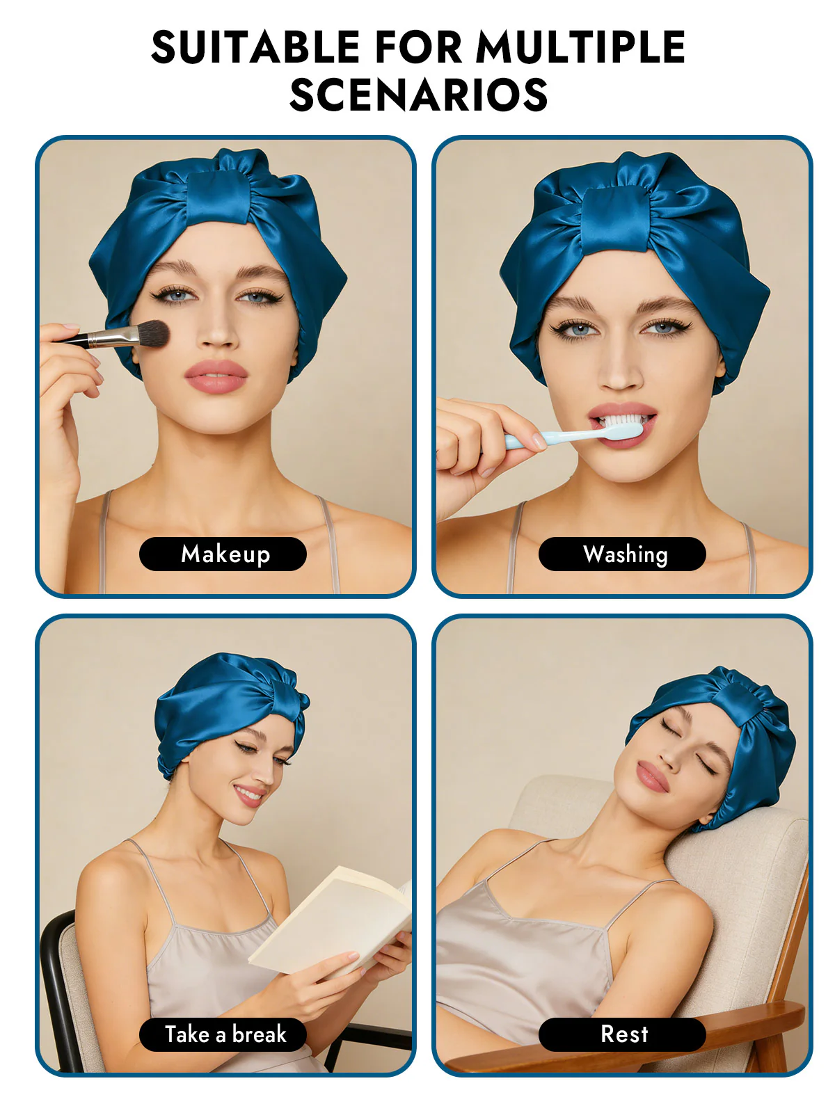 100% Mulberry Silk Night Turban Bonnet - Image 48