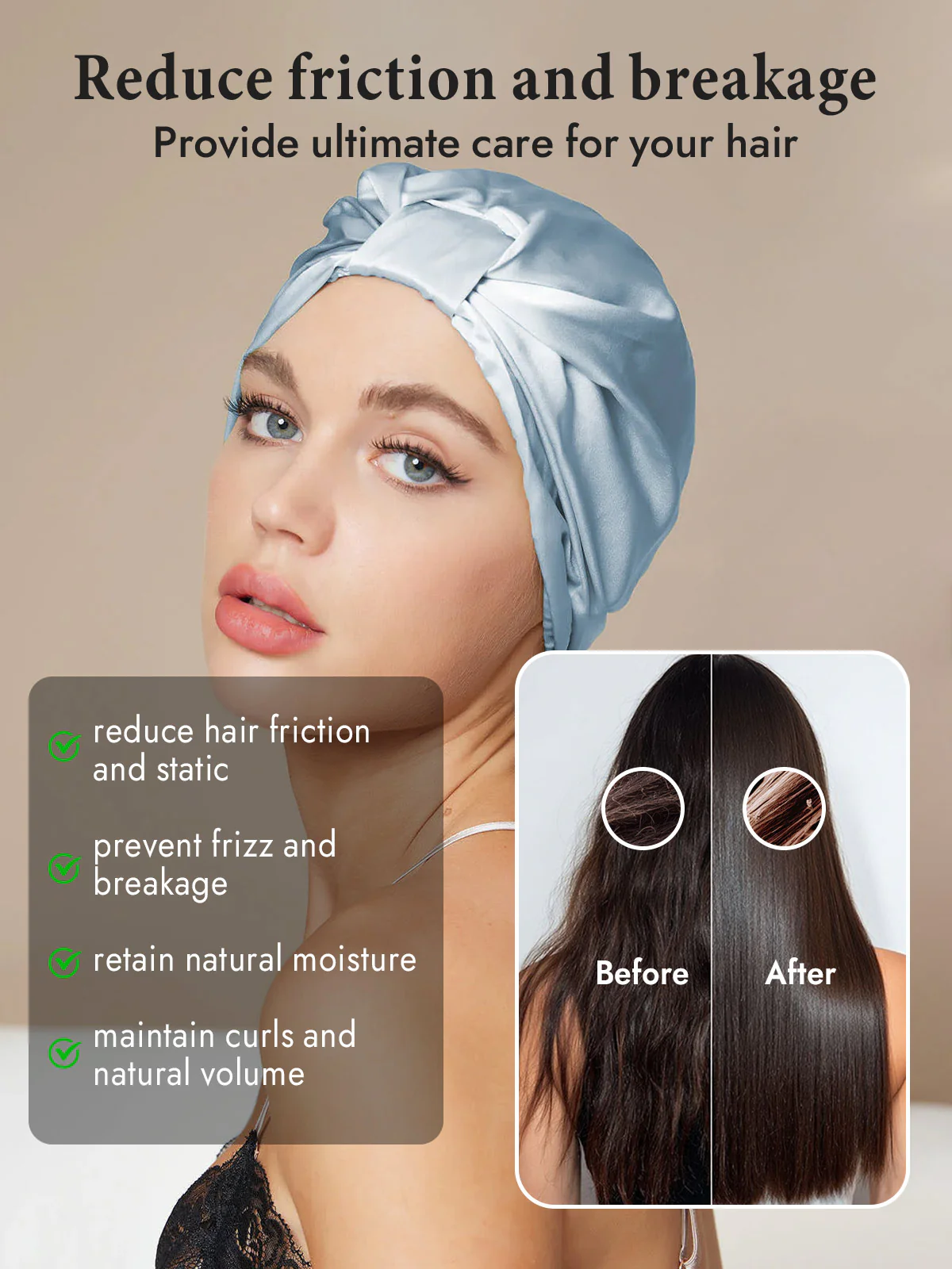 100% Mulberry Silk Night Turban Bonnet - Image 51