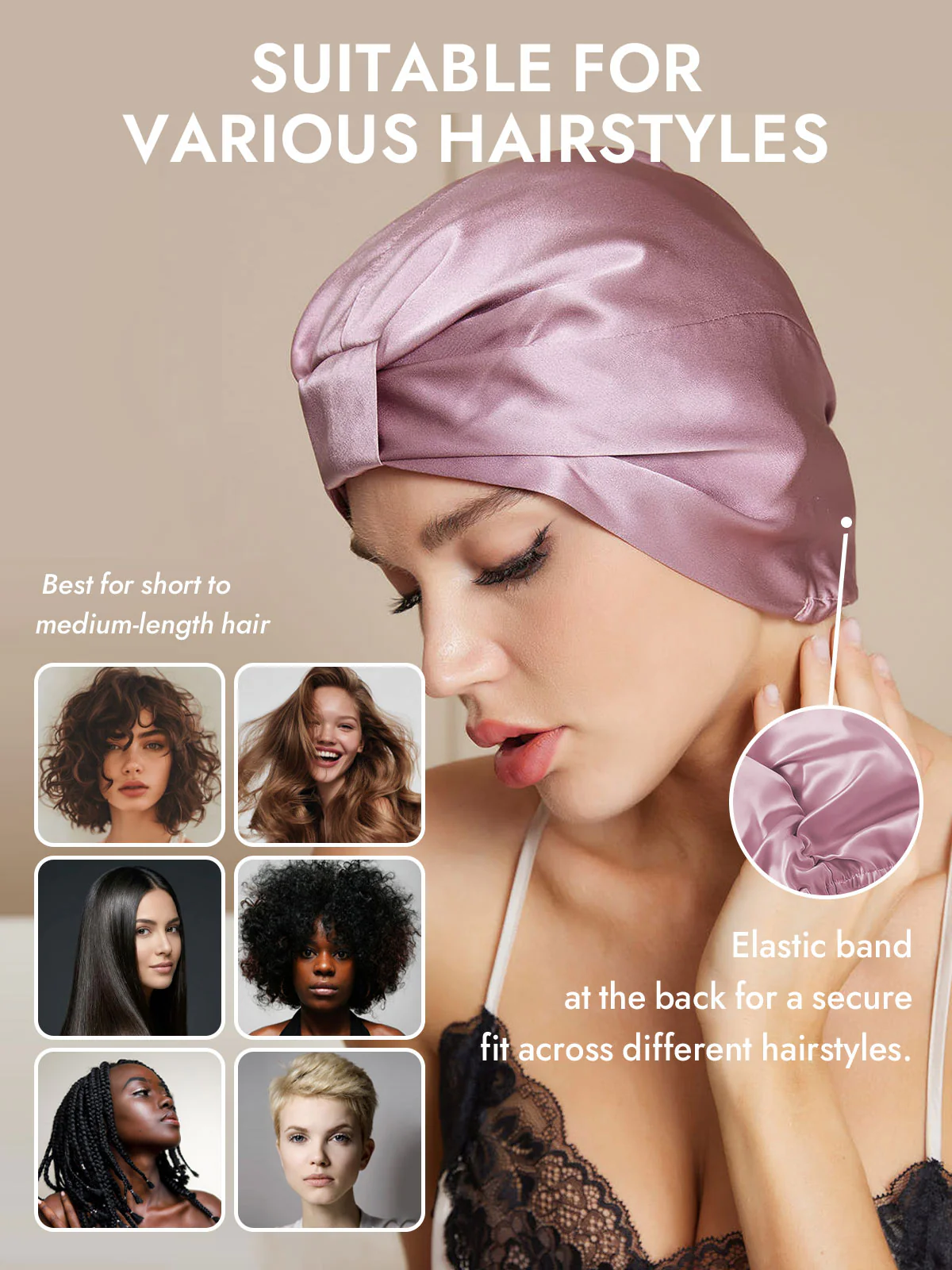 100% Mulberry Silk Night Turban Bonnet - Image 59