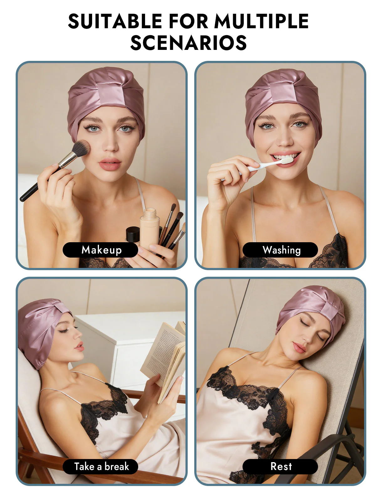 100% Mulberry Silk Night Turban Bonnet - Image 60