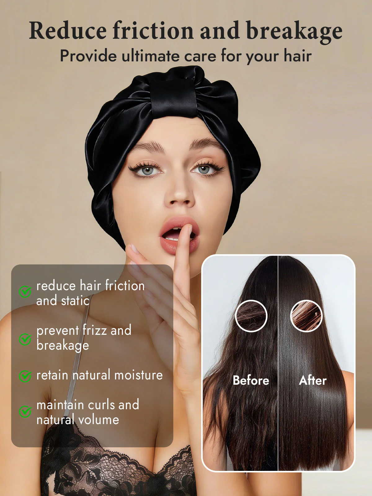 100% Mulberry Silk Night Turban Bonnet - Image 9