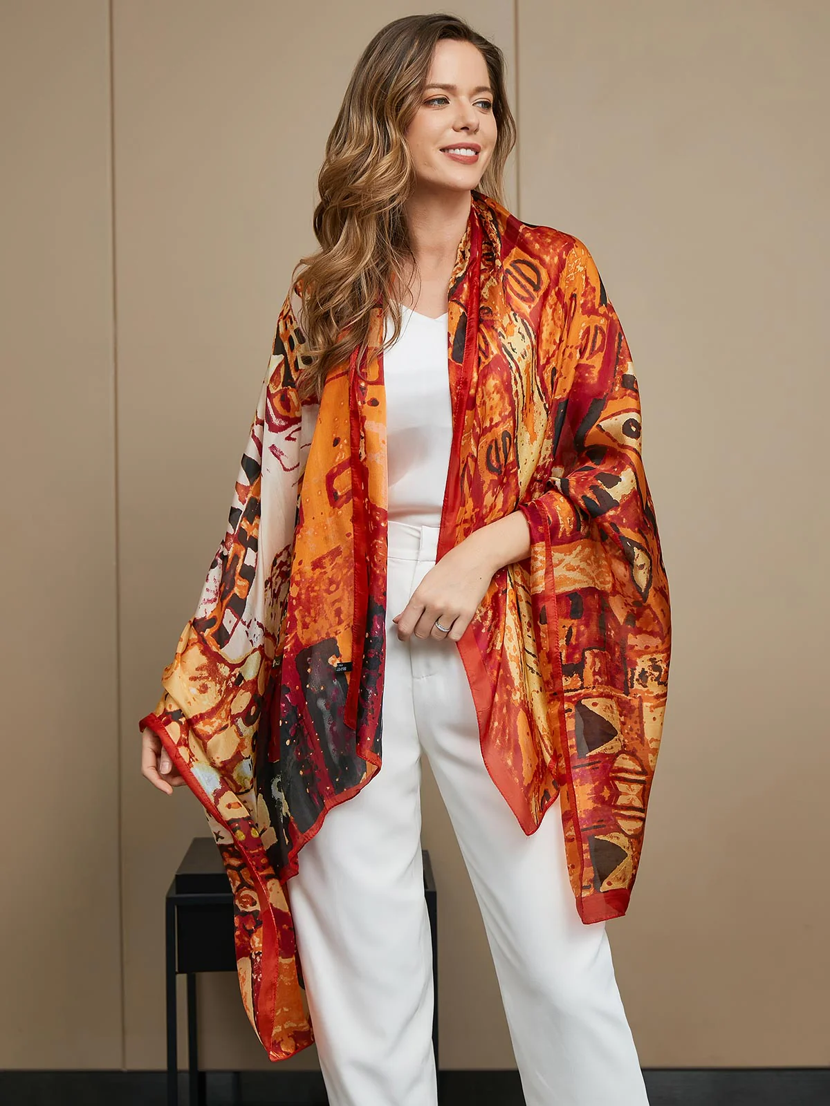 100% Mulberry Silk Printed Rectangle Scarf / Shawl 175x105cm - Image 15