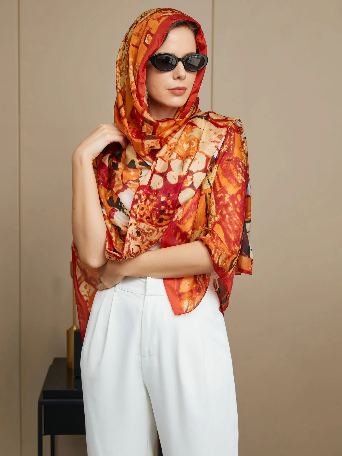 100% Mulberry Silk Printed Rectangle Scarf / Shawl 175x105cm - Image 5