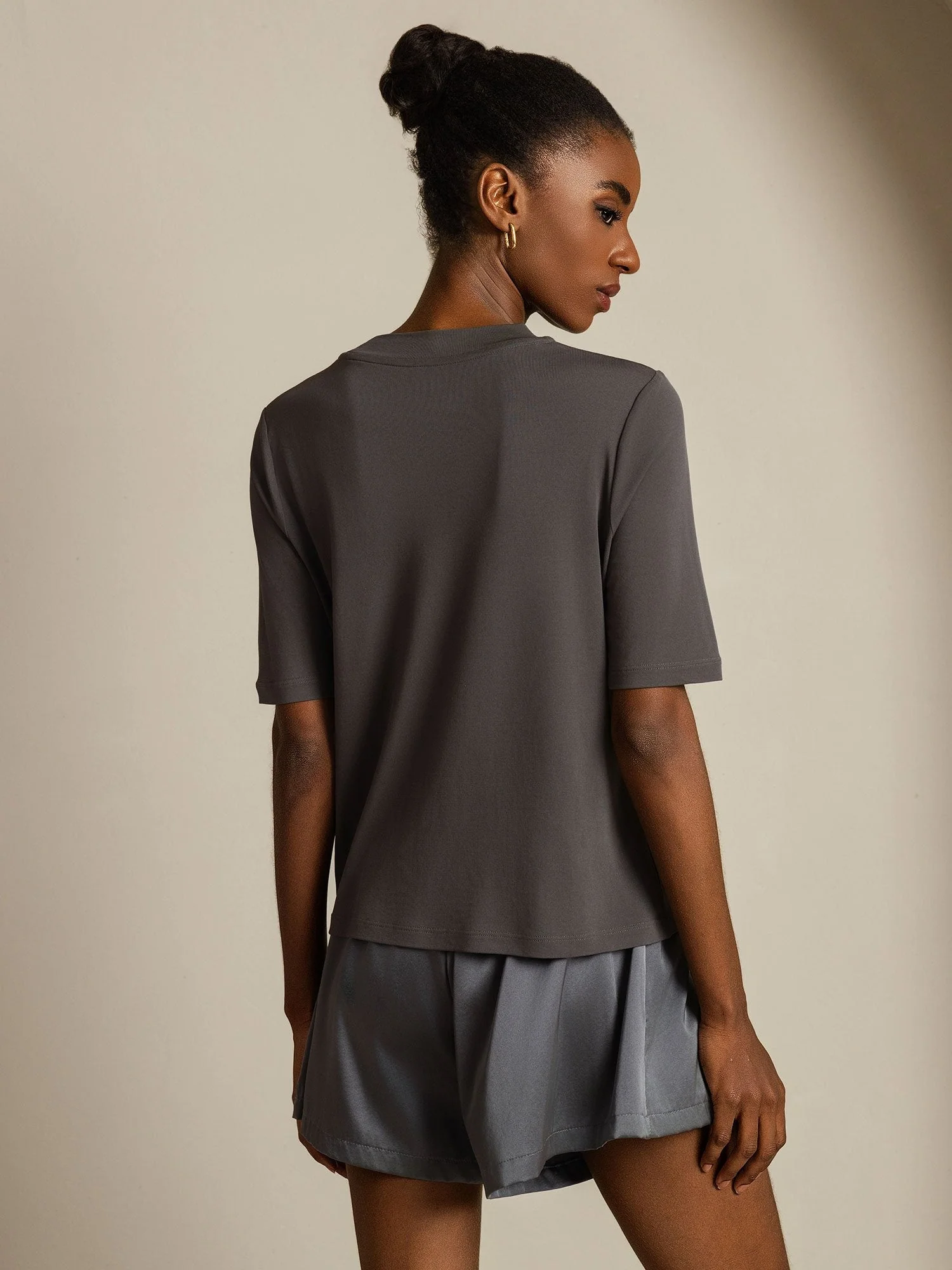 Women's 100% Mulberry Silk Half Sleeve Round Neck T-Shirt - Image 27