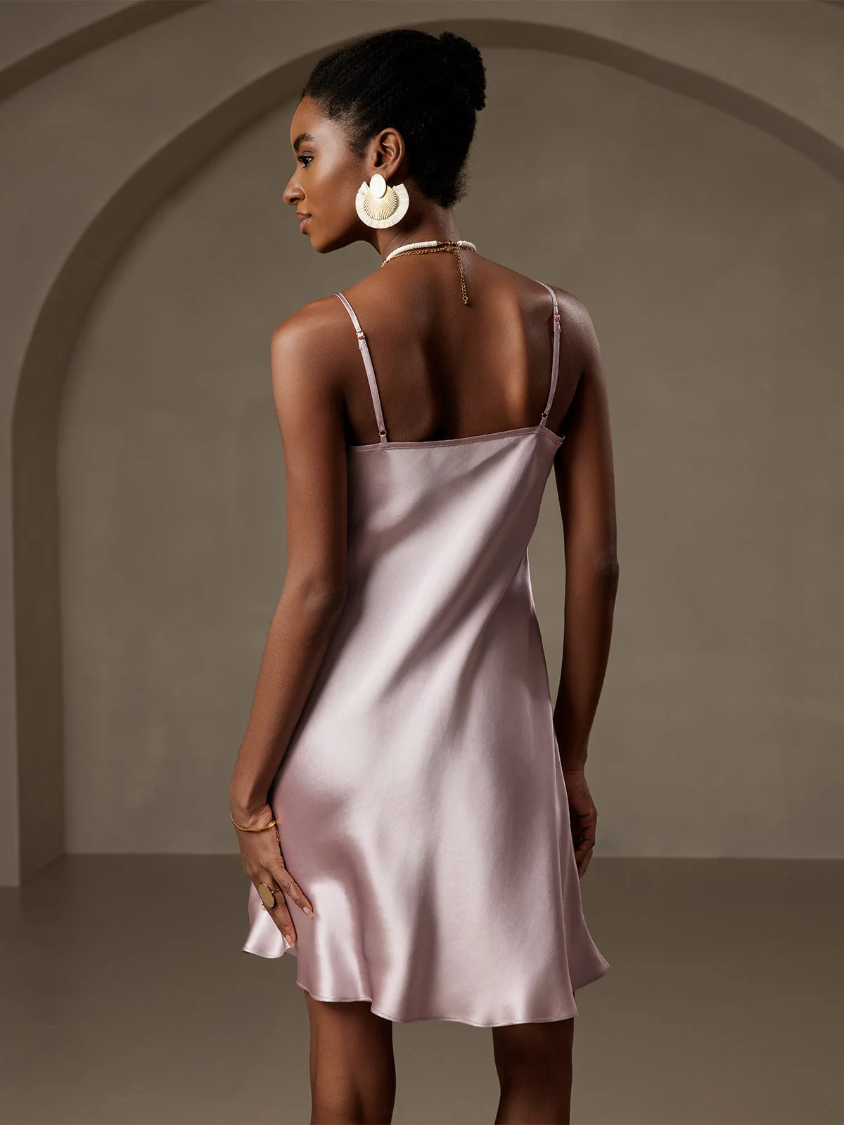 100% Mulberry Silk Spaghetti Strap V Neck Short Dress - Image 14