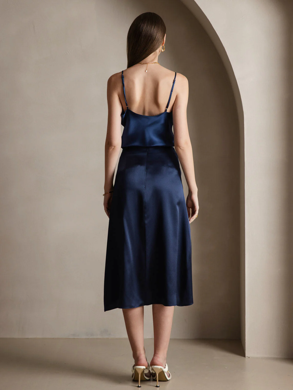 100% Mulberry Silk Spaghetti Strap V Neck Camisole Top - Image 41