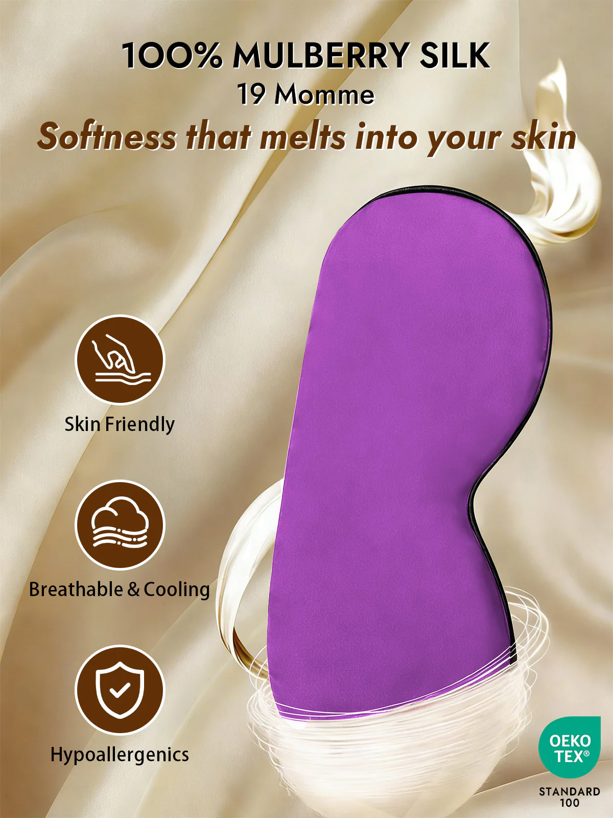 100% Mulberry Silk Elastic Band Sleep Eye Mask - Image 45