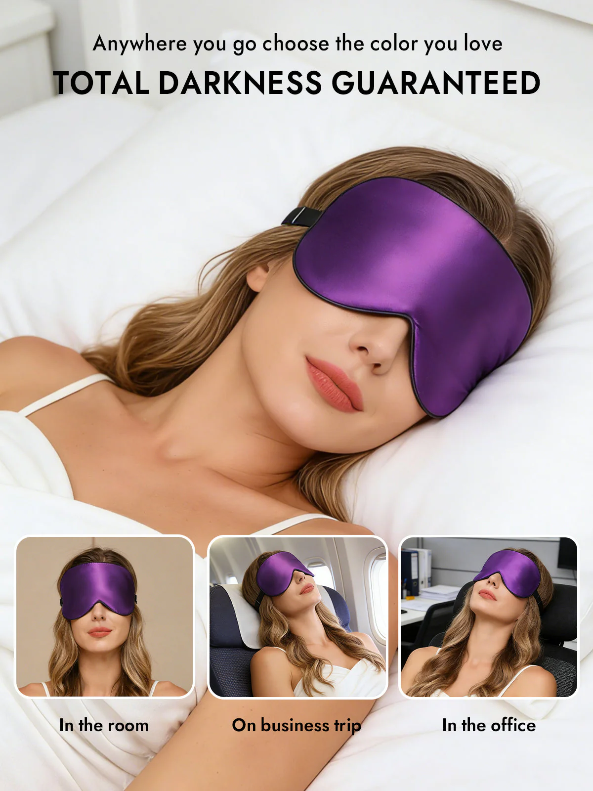 100% Mulberry Silk Elastic Band Sleep Eye Mask - Image 48