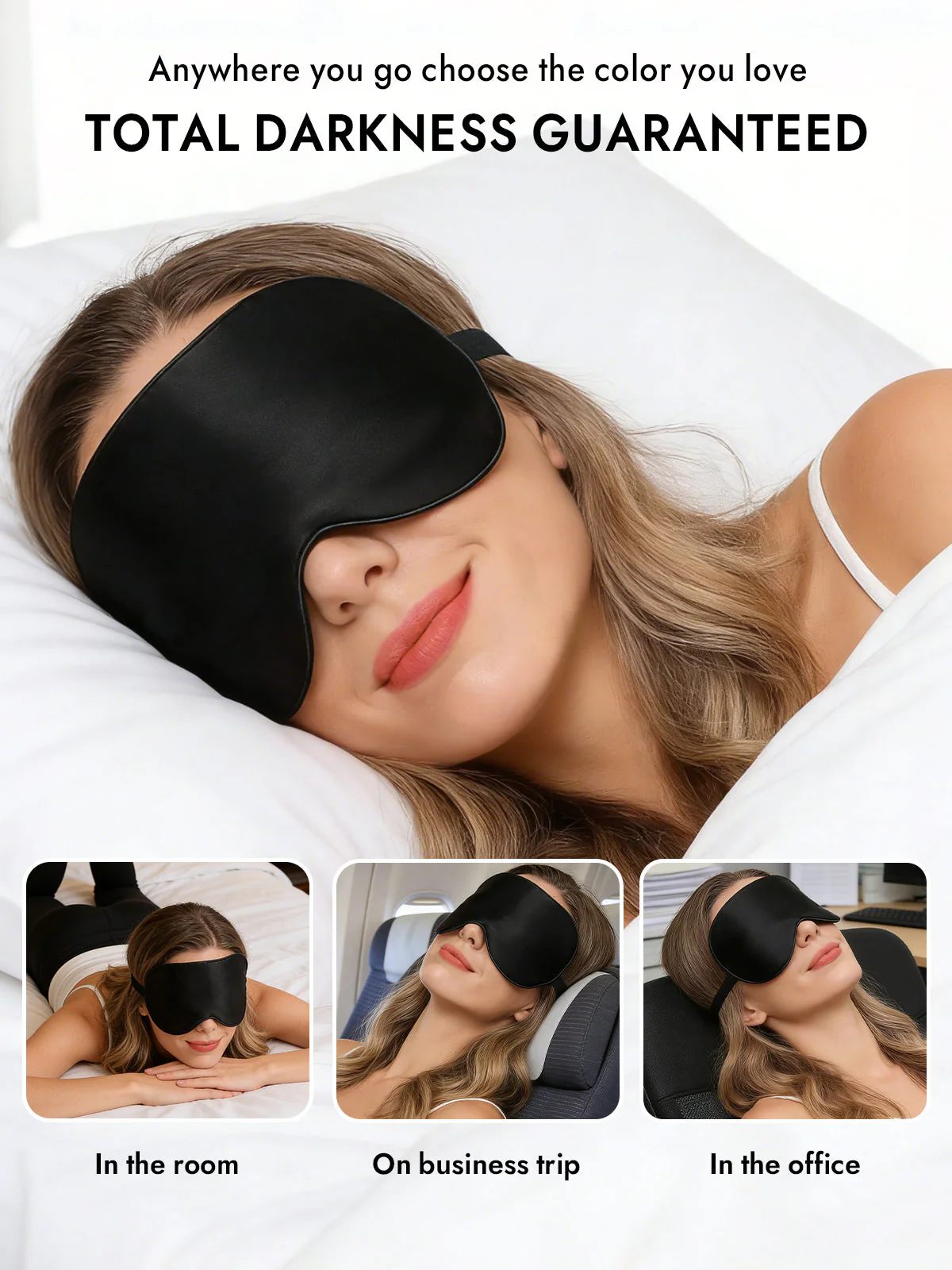100% Mulberry Silk Elastic Band Sleep Eye Mask - Image 6