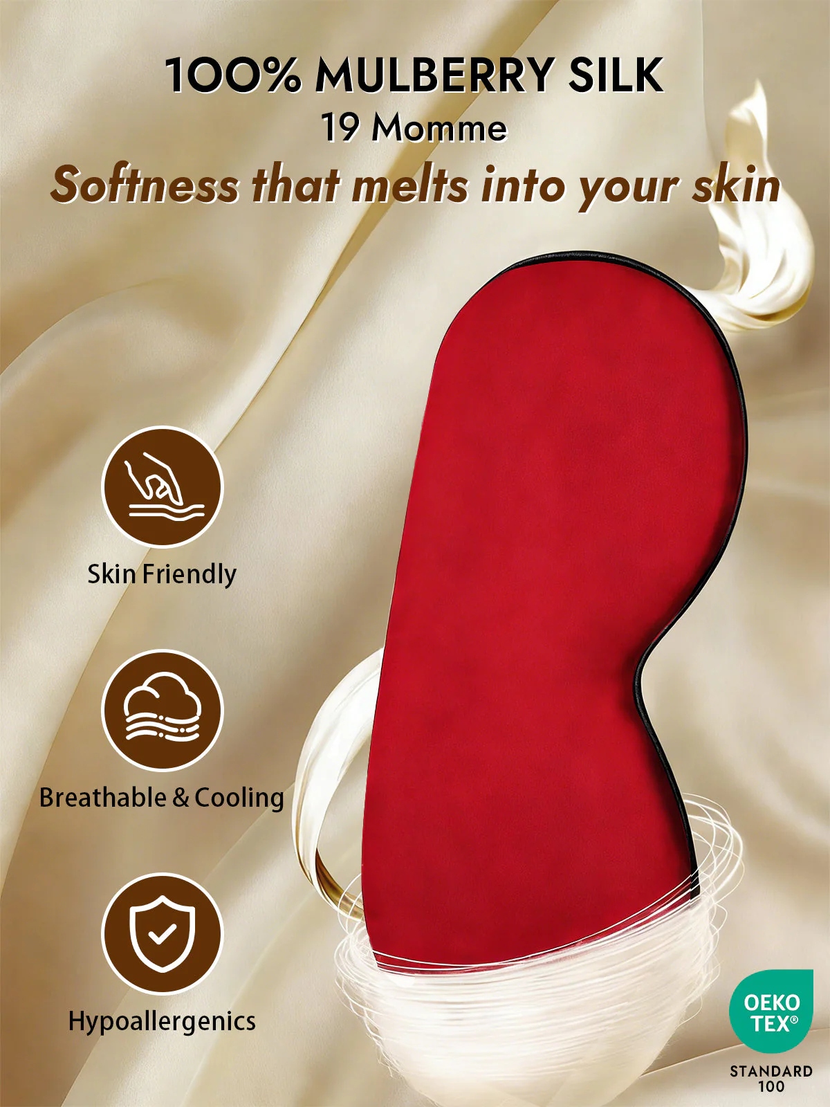 100% Mulberry Silk Elastic Band Sleep Eye Mask - Image 75
