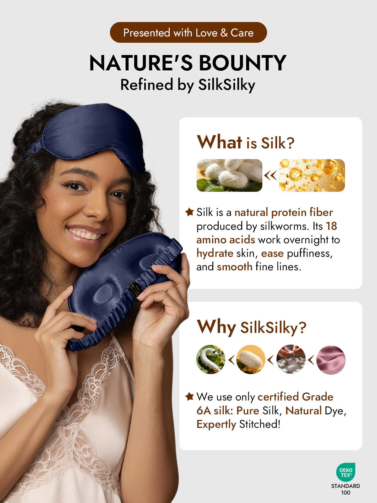 100% Mulberry Silk Eye Mask With Elastic Band - Image 67