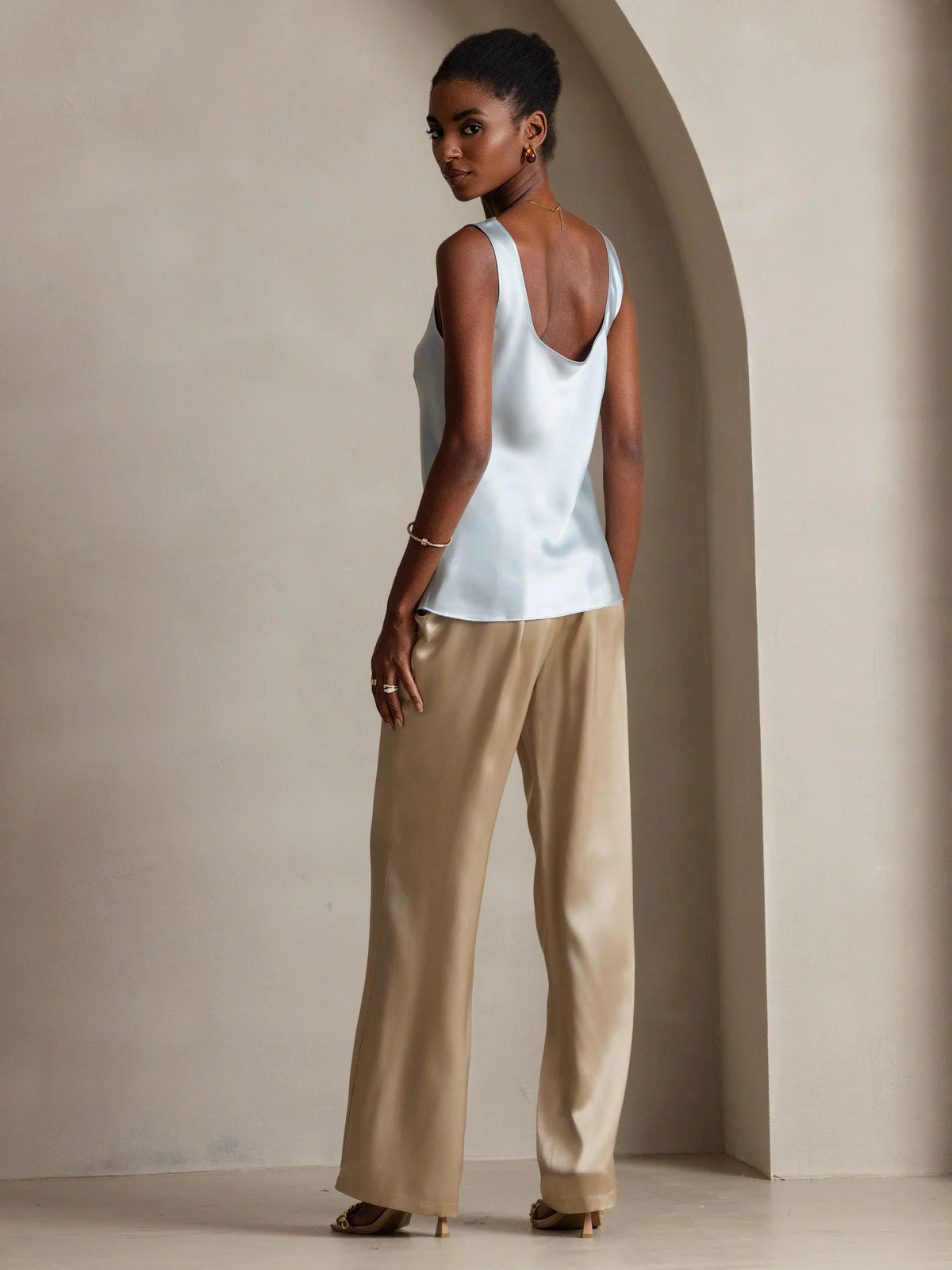 Women's 19Momme Silk Sleeveless U Neck Tank Top - Image 29