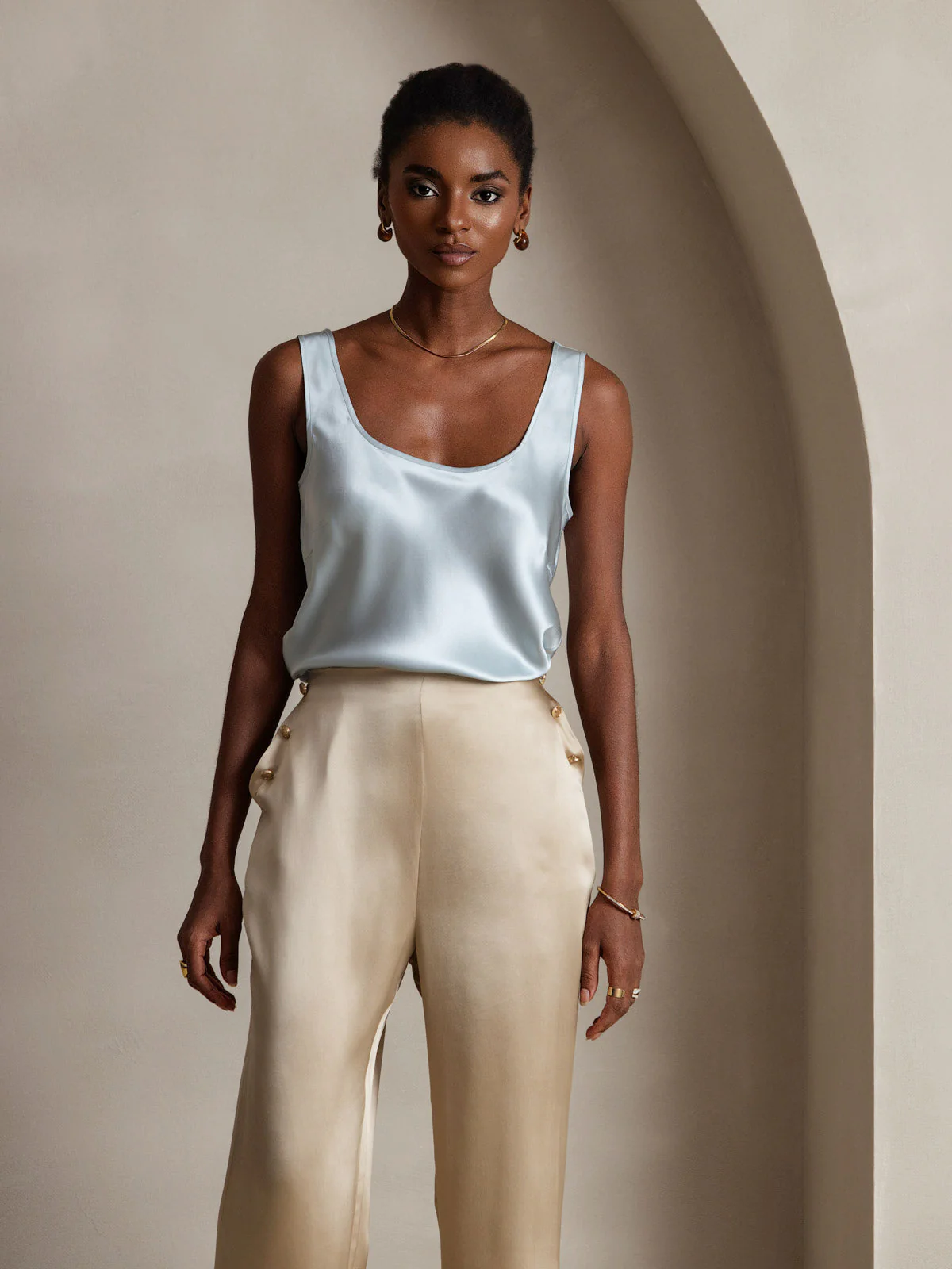 Women's 19Momme Silk Sleeveless U Neck Tank Top - Image 32
