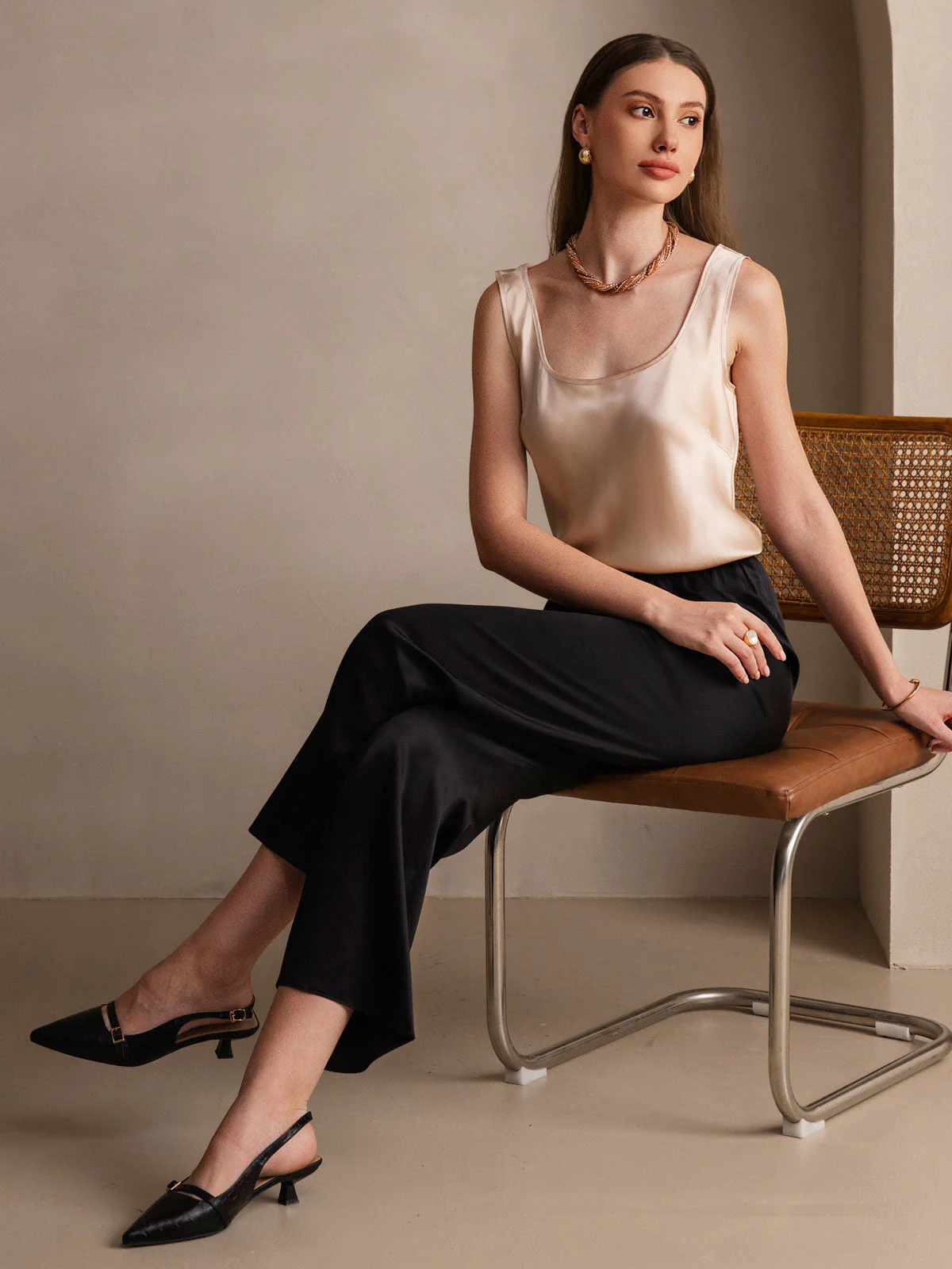 Women's 19Momme Silk Sleeveless U Neck Tank Top - Image 5
