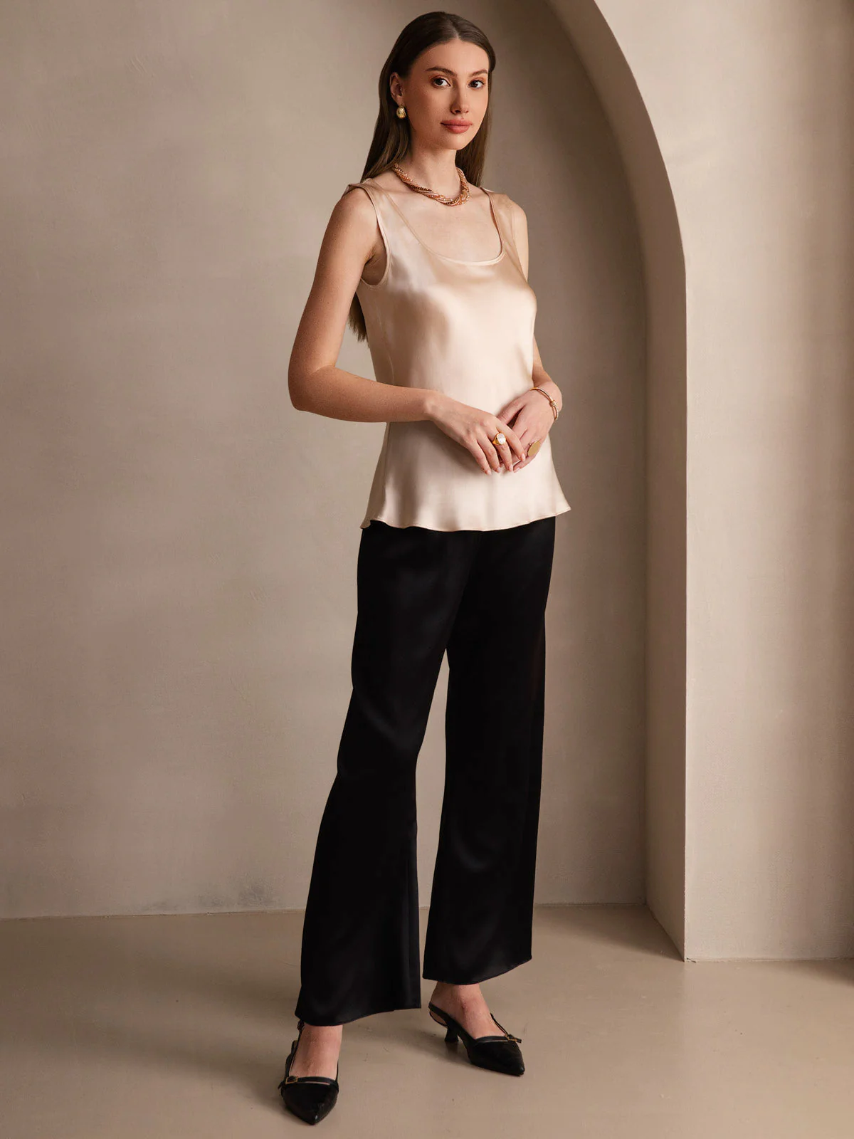 Women's 19Momme Silk Sleeveless U Neck Tank Top - Image 6