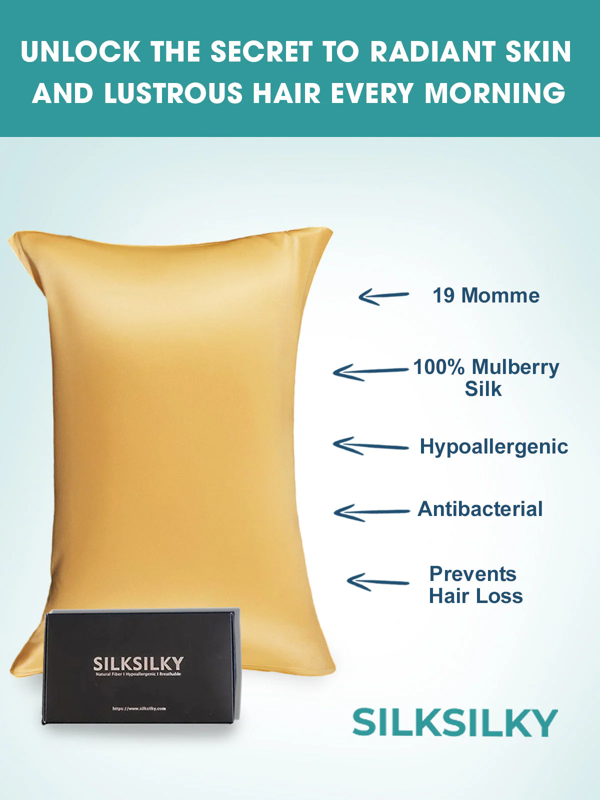 19Momme 100% Mulberry Silk Pillowcase - Envelope Closure - Image 72