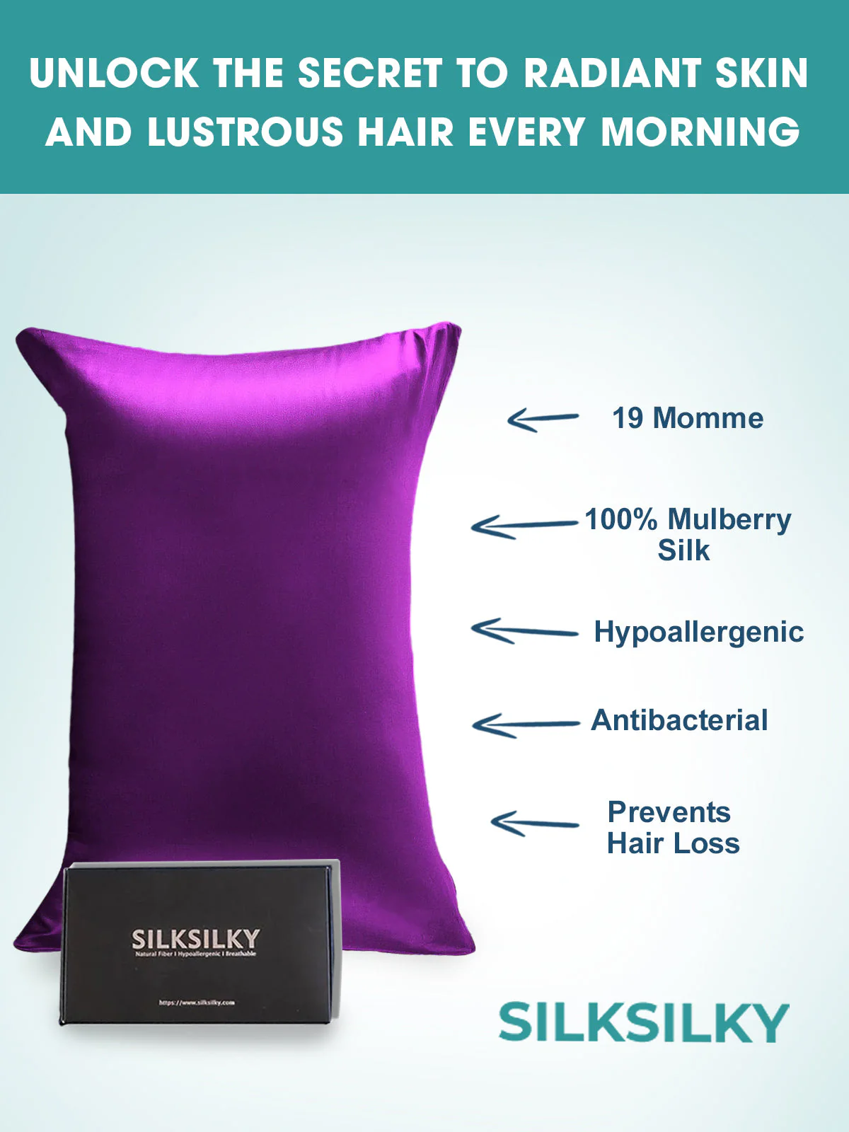 19Momme 100% Mulberry Silk Pillowcase - Envelope Closure - Image 96