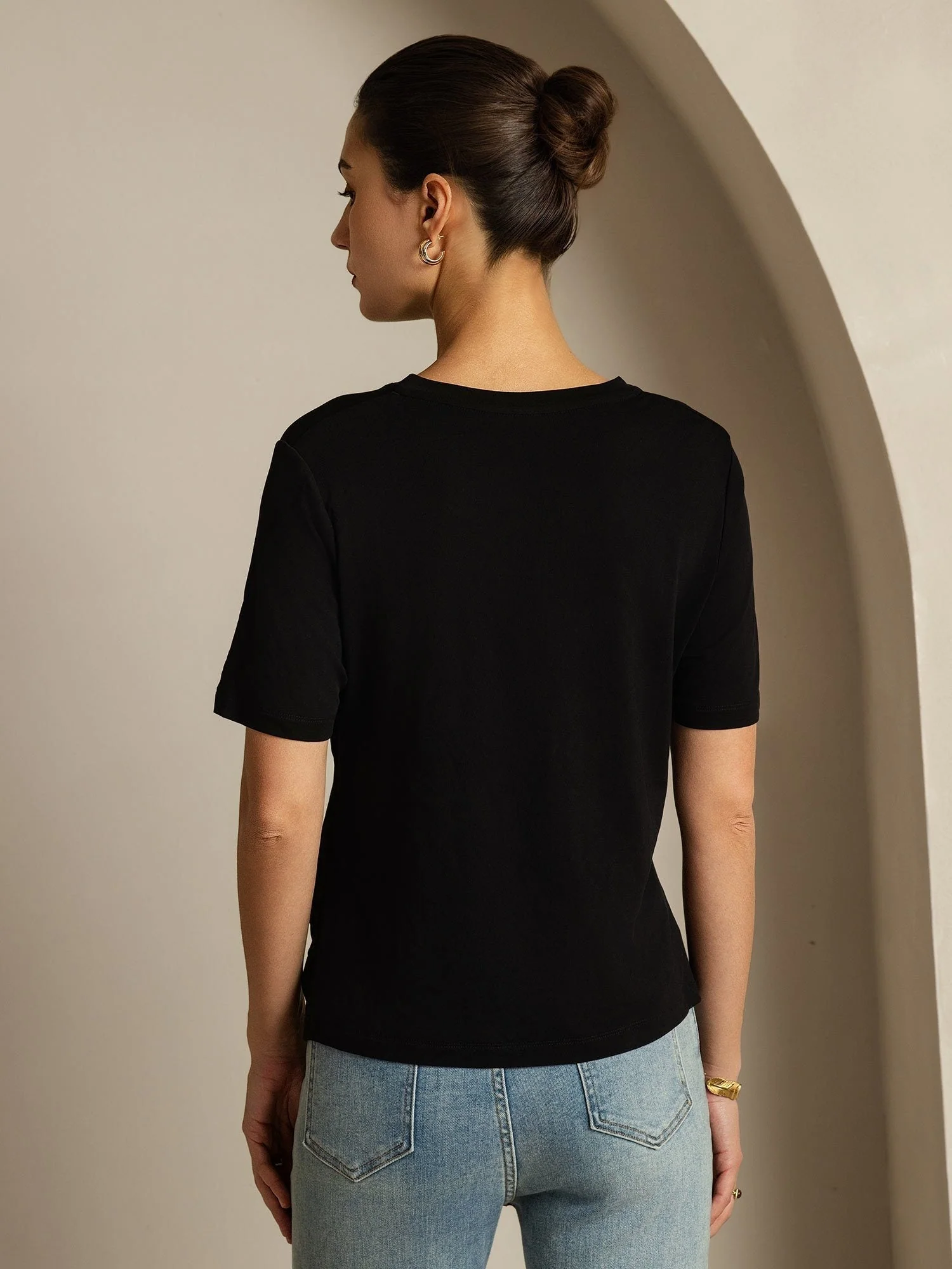 100% Mulberry Silk V-Neck Women's T-Shirt - Image 2