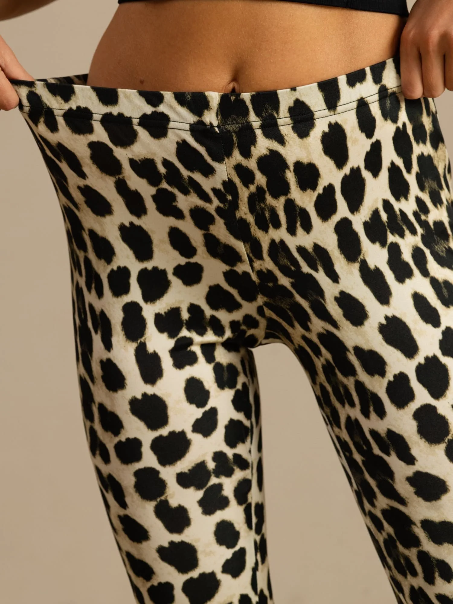 Clearance - Pure Silk Wild Animal Print Women's Flare Pants High Waisted Bell Bottom - Image 11