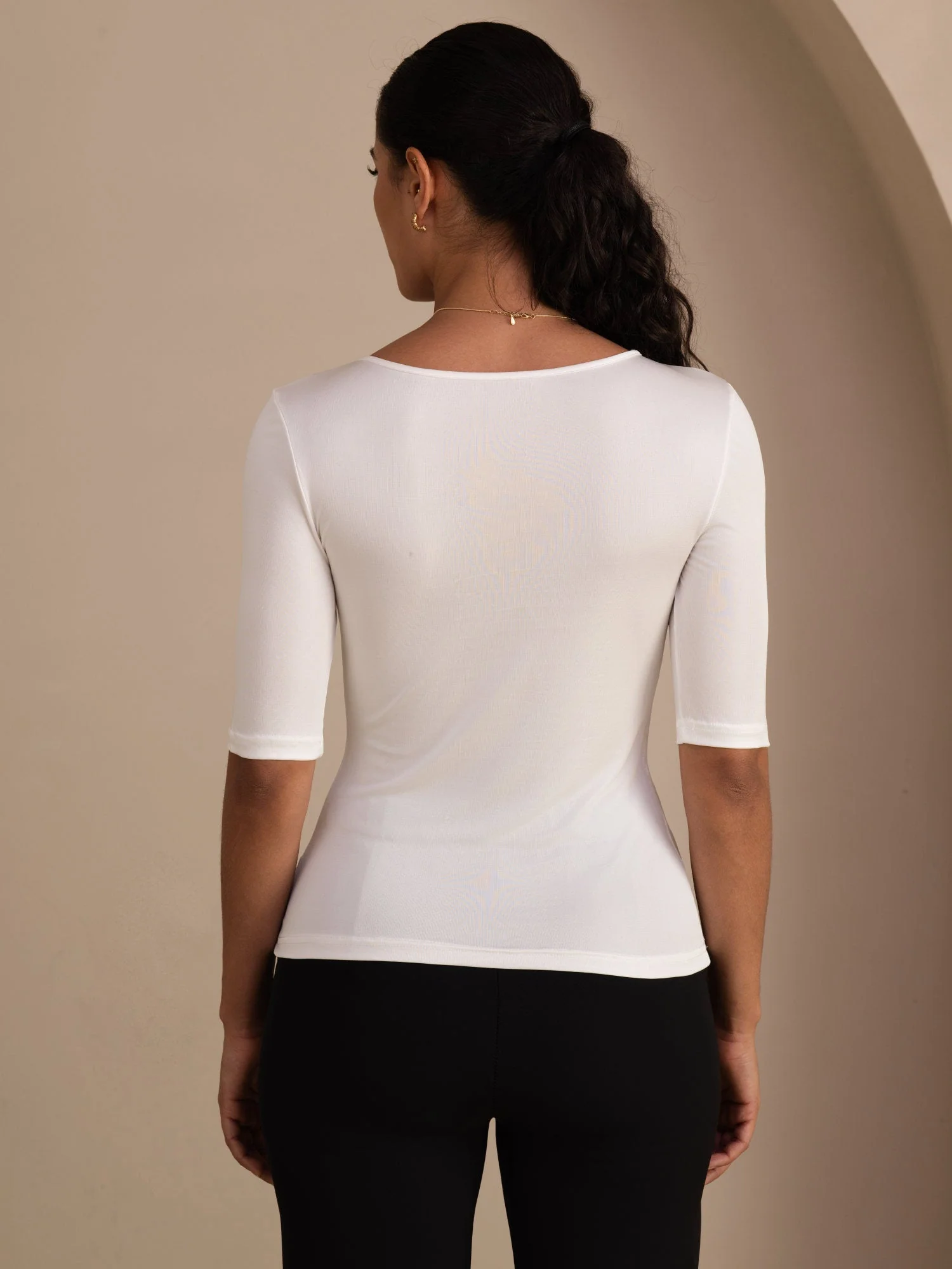 100% Mulberry Silk Women's Half Sleeve Scoop Neck Top - Image 15