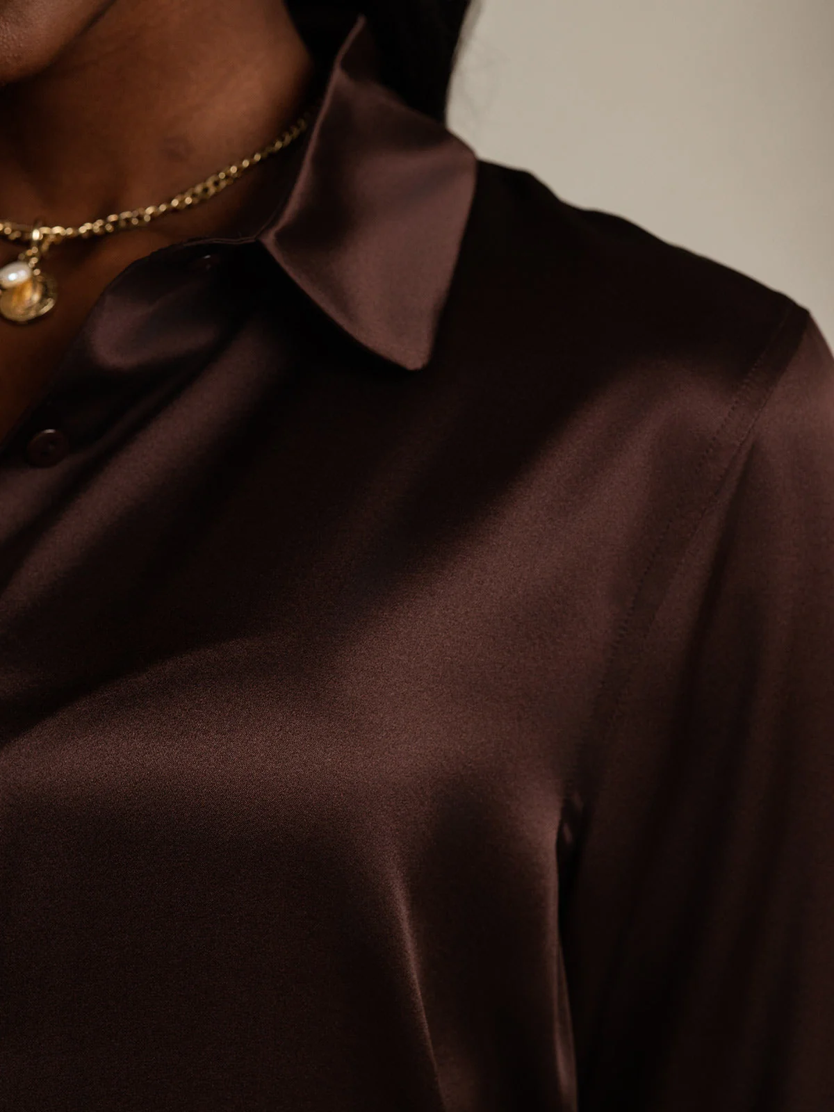 19Momme Silk Long Sleeve Lapel Collar Women's Shirt - Image 63