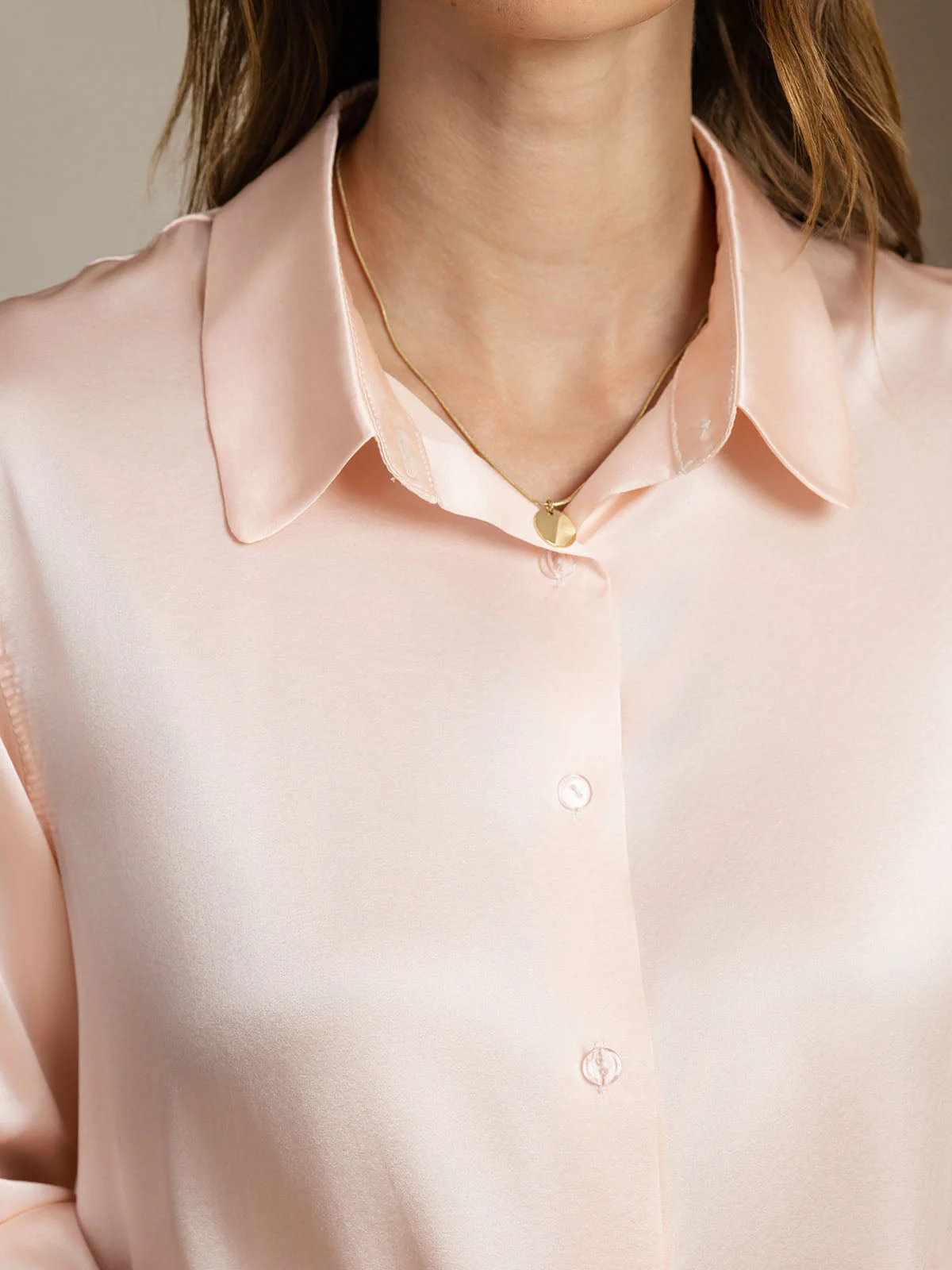 19Momme Silk Long Sleeve Lapel Collar Women's Shirt - Image 73