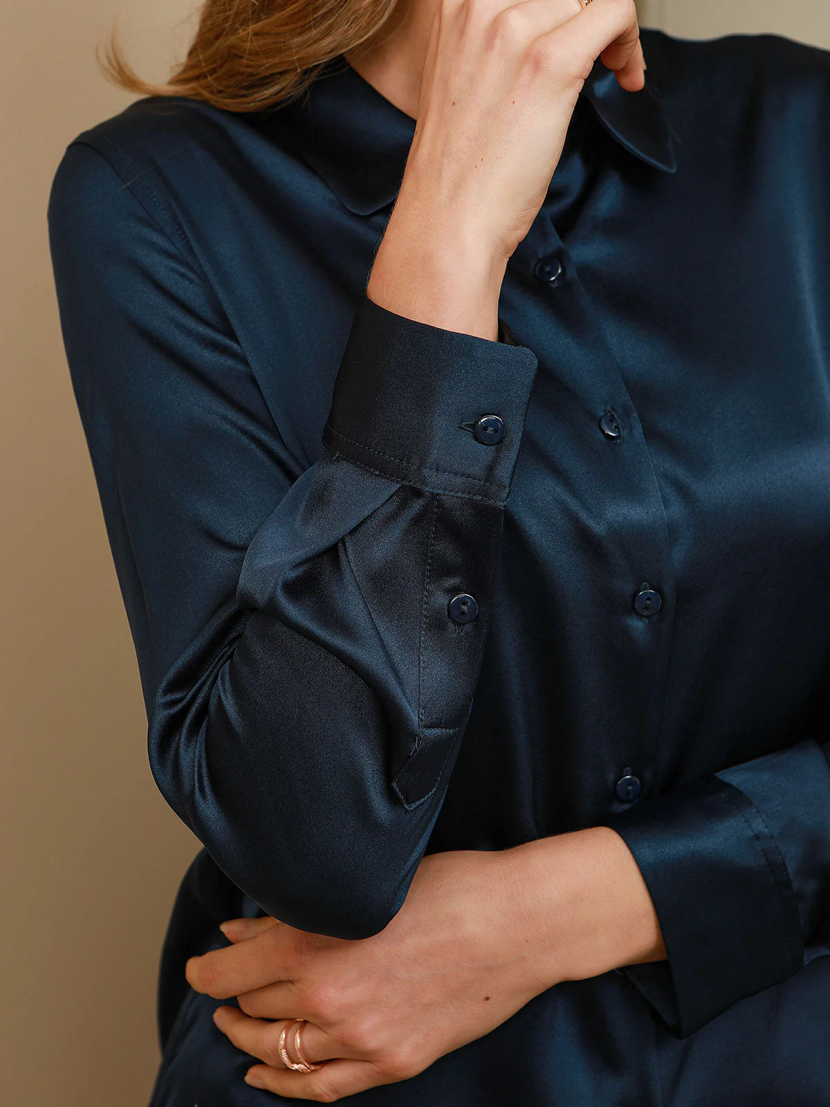 19Momme Silk Long Sleeve Lapel Collar Women's Shirt with Button Up Design - Image 64