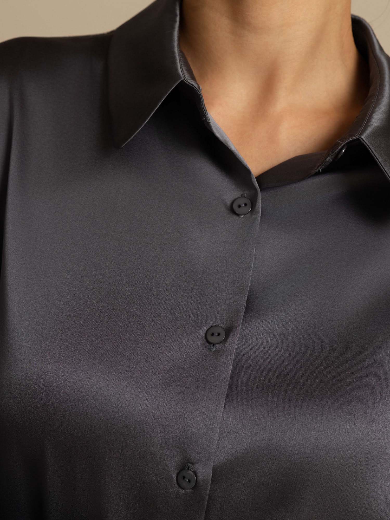 19Momme Silk Long Sleeve Lapel Collar Women's Shirt with Button Up Design - Image 71