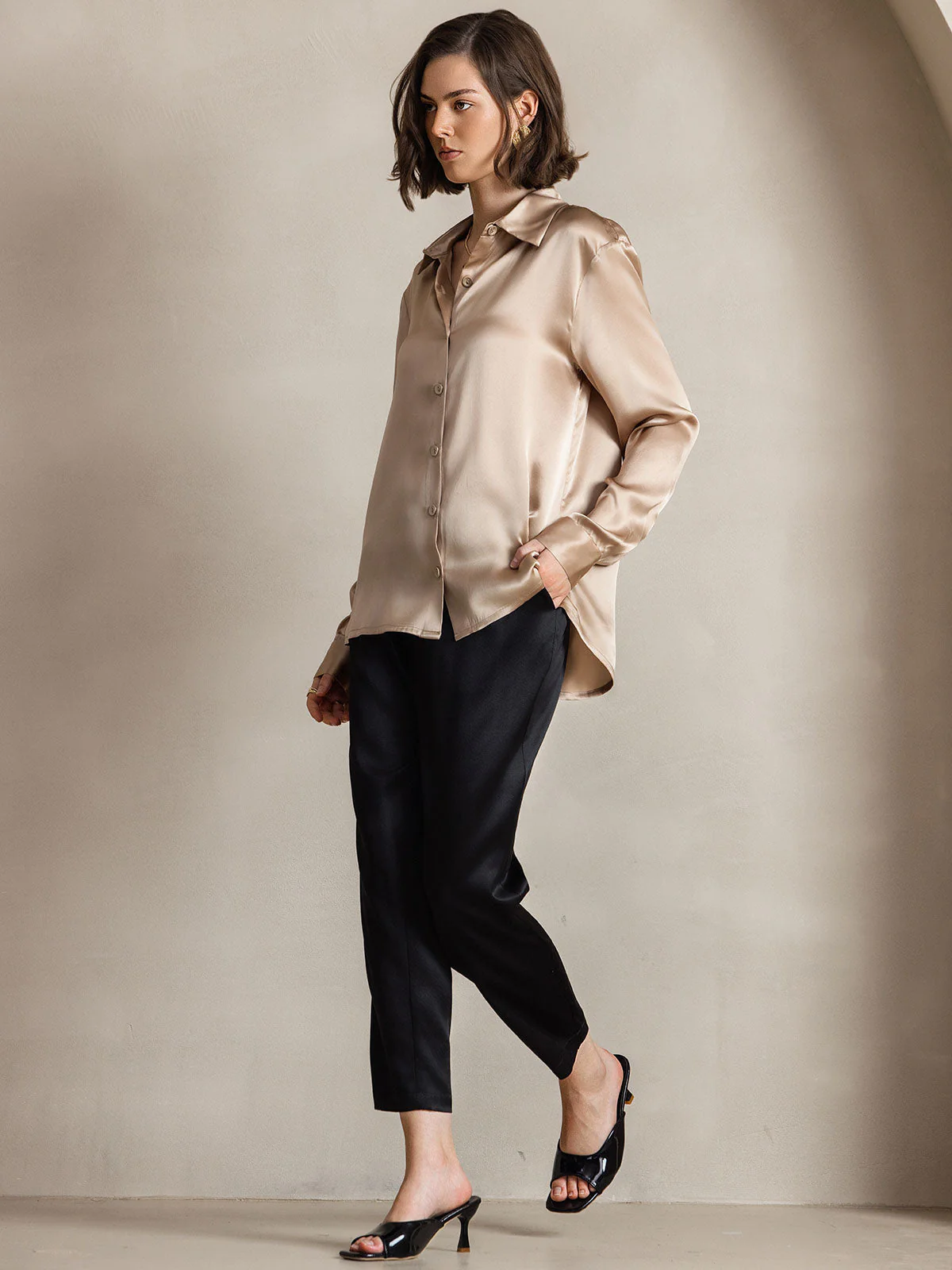 Women’s 19 Momme Silk Long Sleeves Button-Up Shirt - Image 65