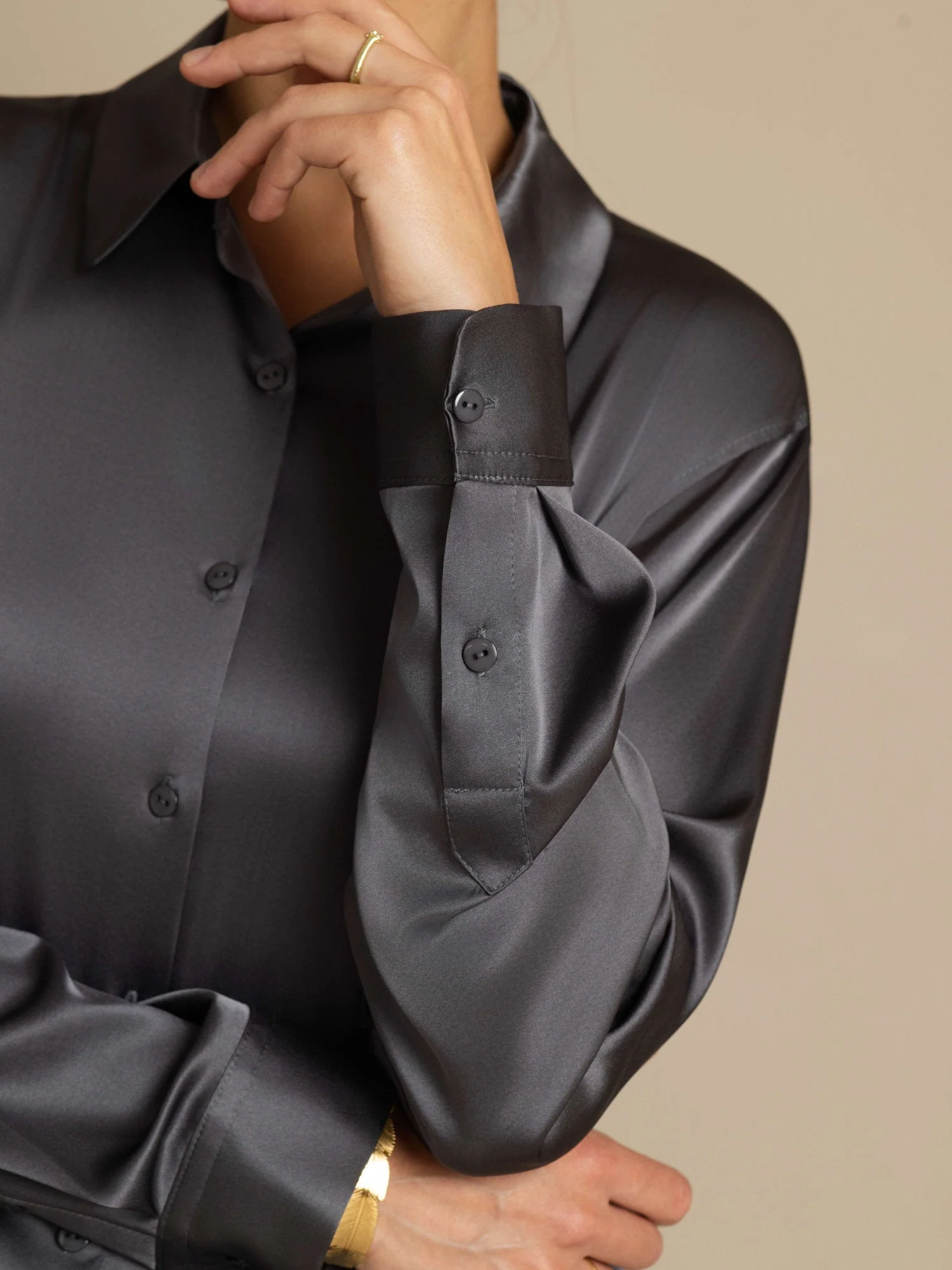 19Momme Silk Long Sleeve Lapel Collar Women's Shirt with Button Up Design - Image 65