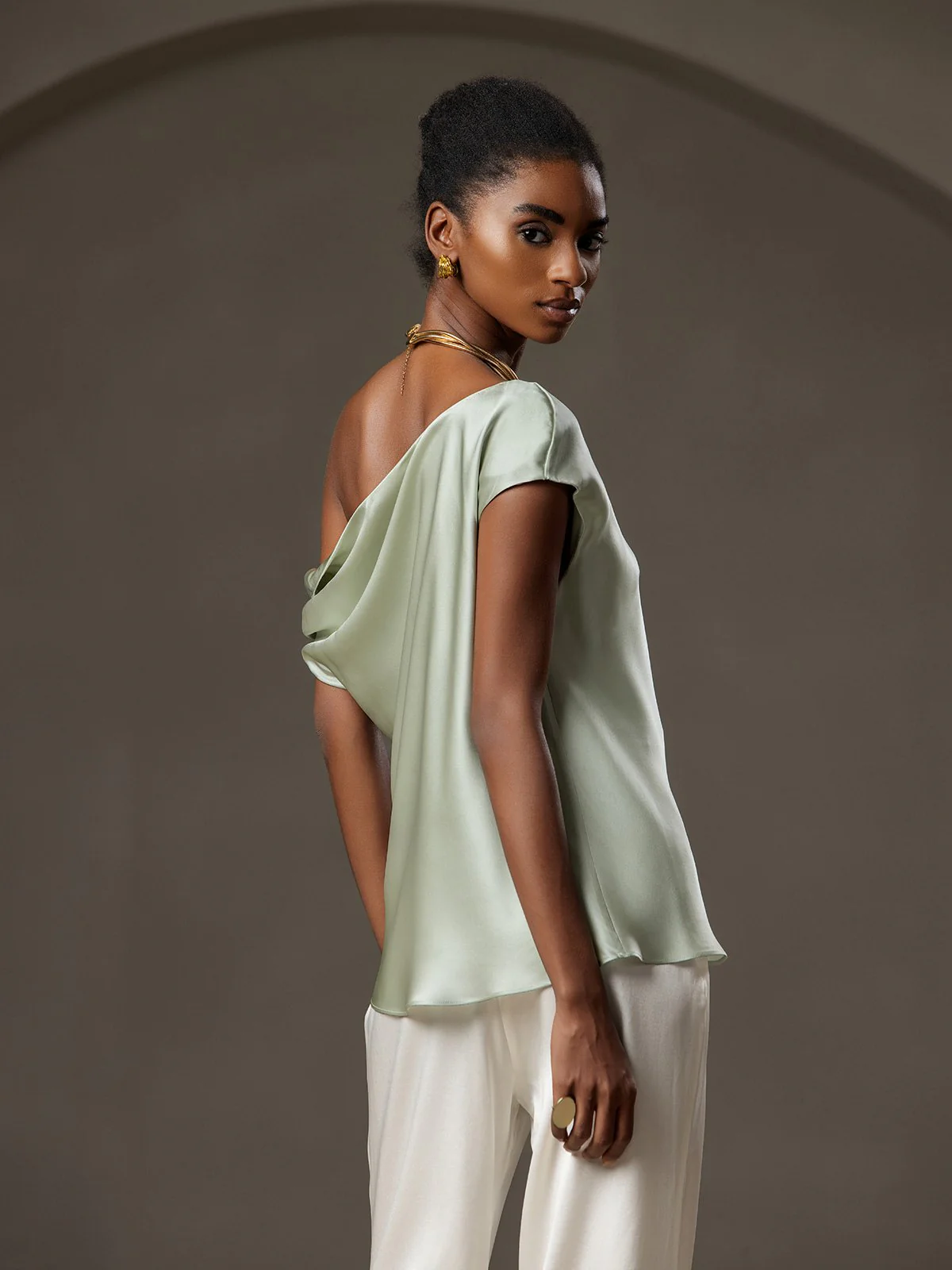 Clearance(US Warehouse) - Silk Chic One-Shoulder Top - Image 2