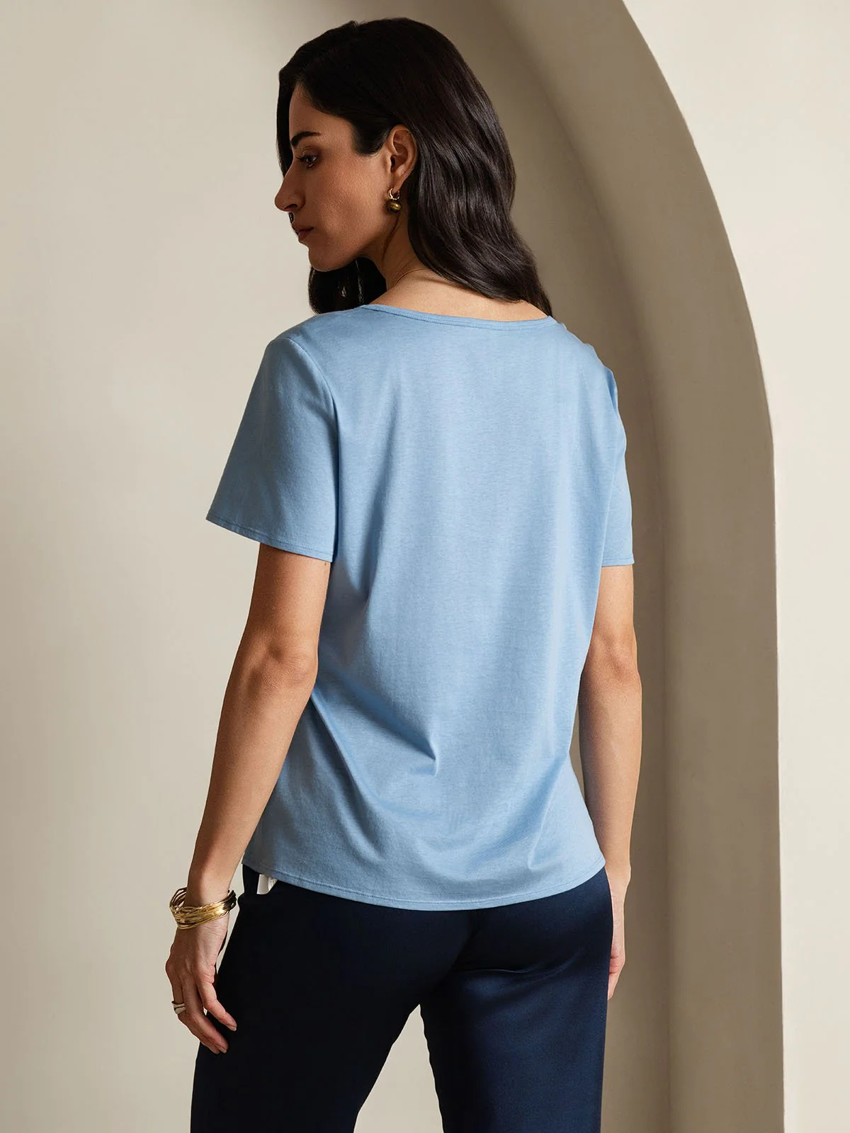 Clearance - Silk Blend V-neck Women's T-Shirt - Image 2