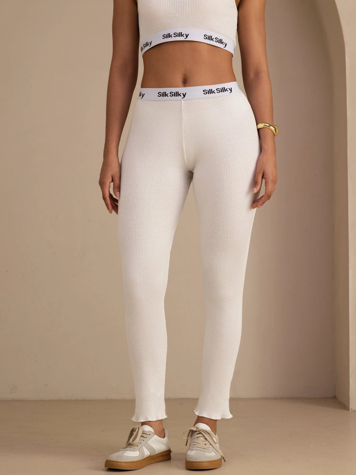 Clearance - Silk Cotton High Waist Drawstring Slim-Fit Jogger Pants with Side Pockets