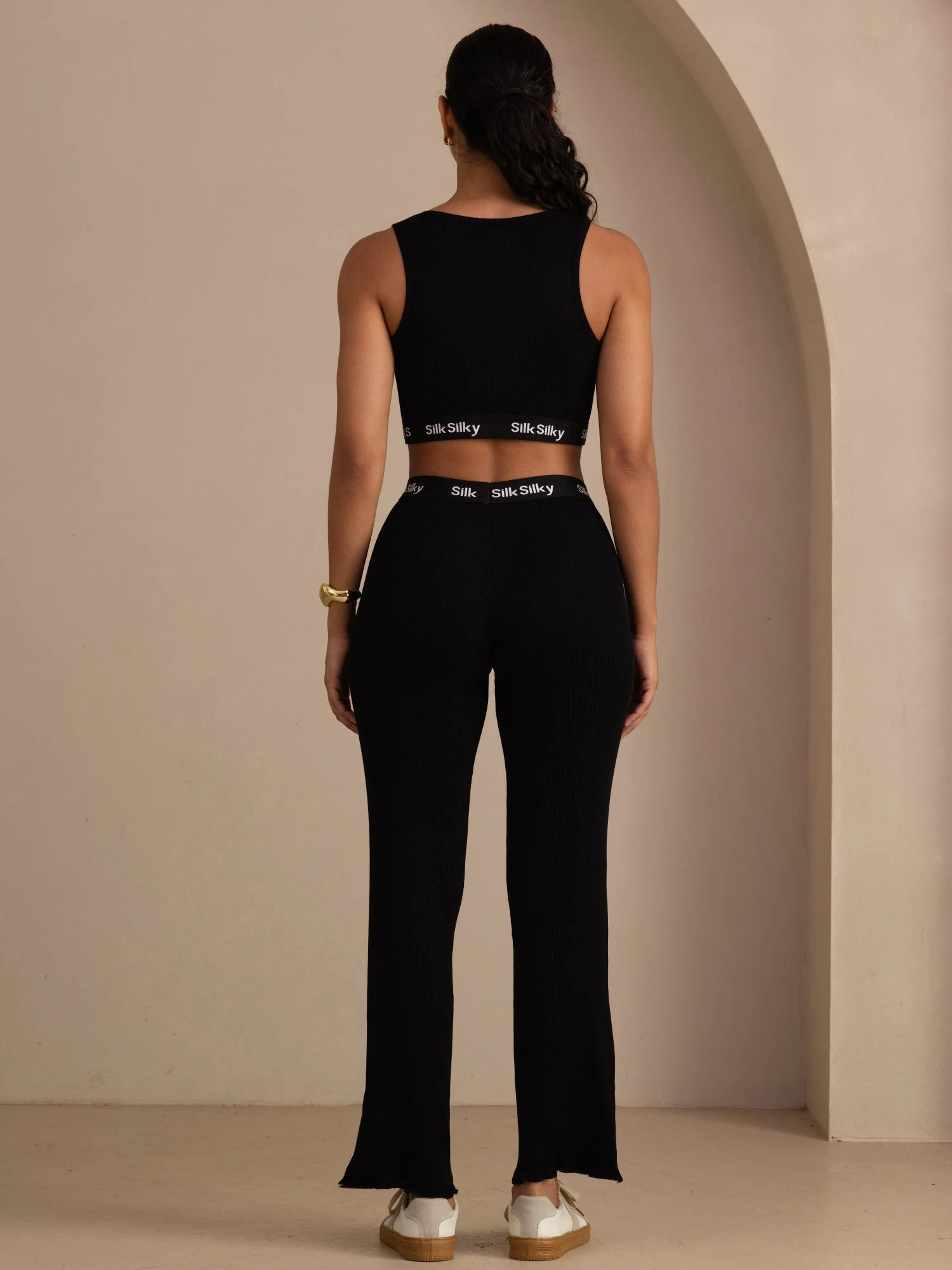 Clearance - Silk Cotton Women's Straight Leg Stretch Waist Full Length Pants - Image 4