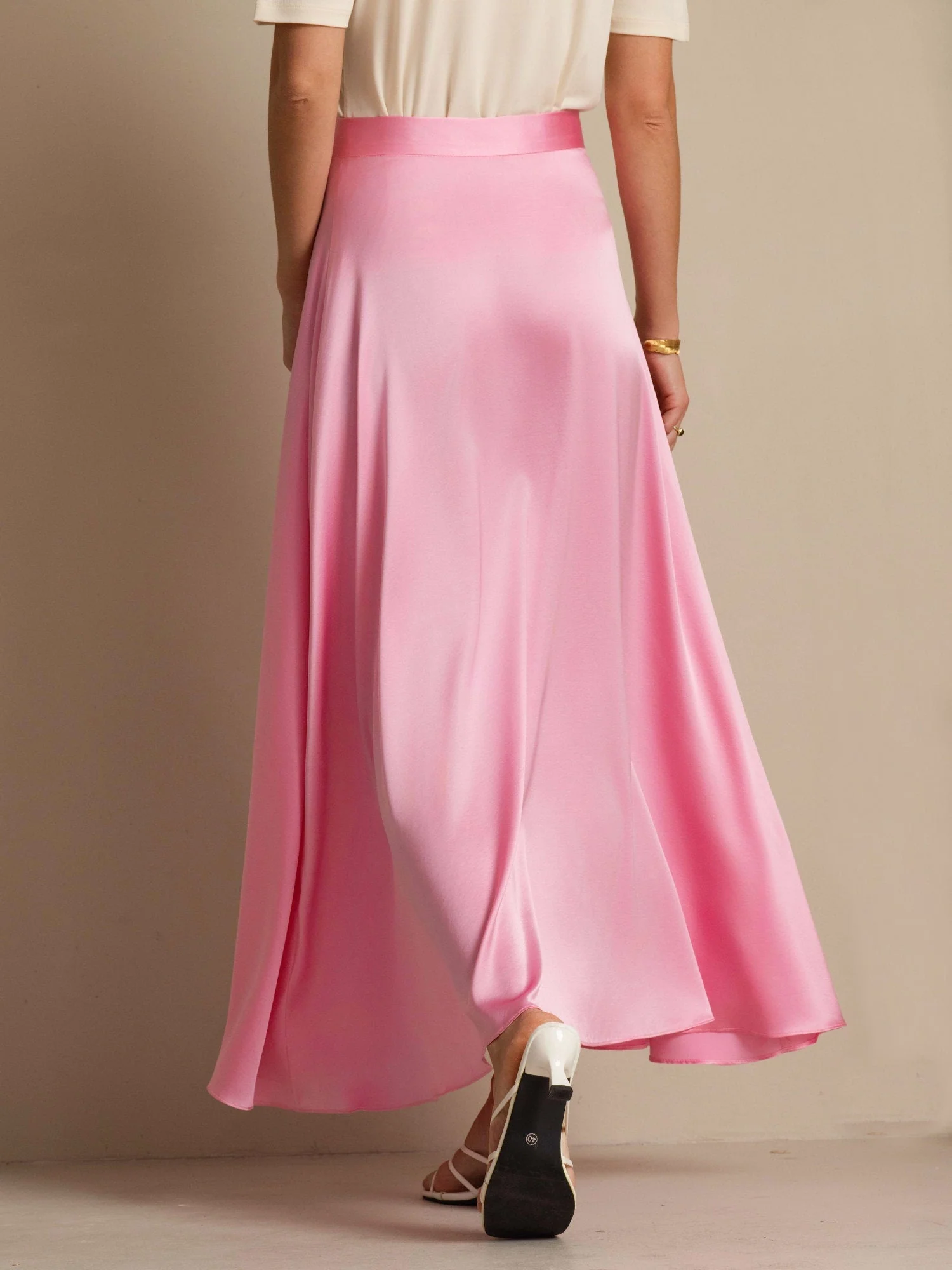Clearance - 19Momme Silk A Line Maxi Skirt with Lining - Image 9