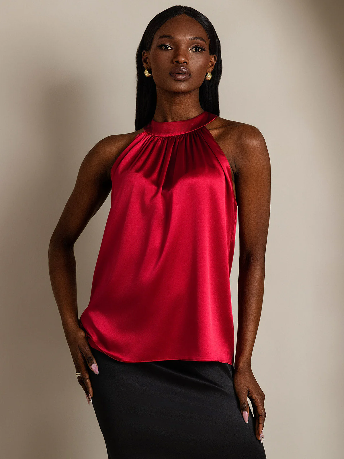 19Momme Silk Sleeveless Halter Neck Women's Top - Image 40