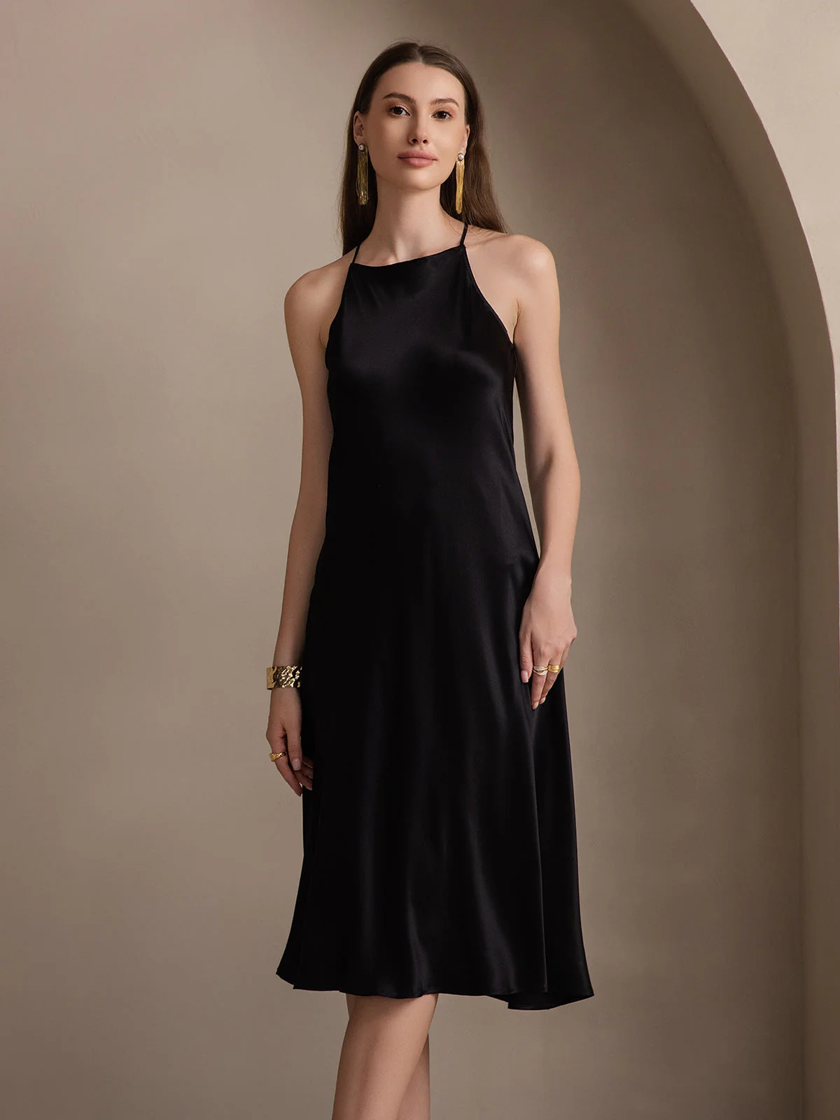 Clearance - 19Momme Silk Spaghetti straps Maxi Dress - Image 10